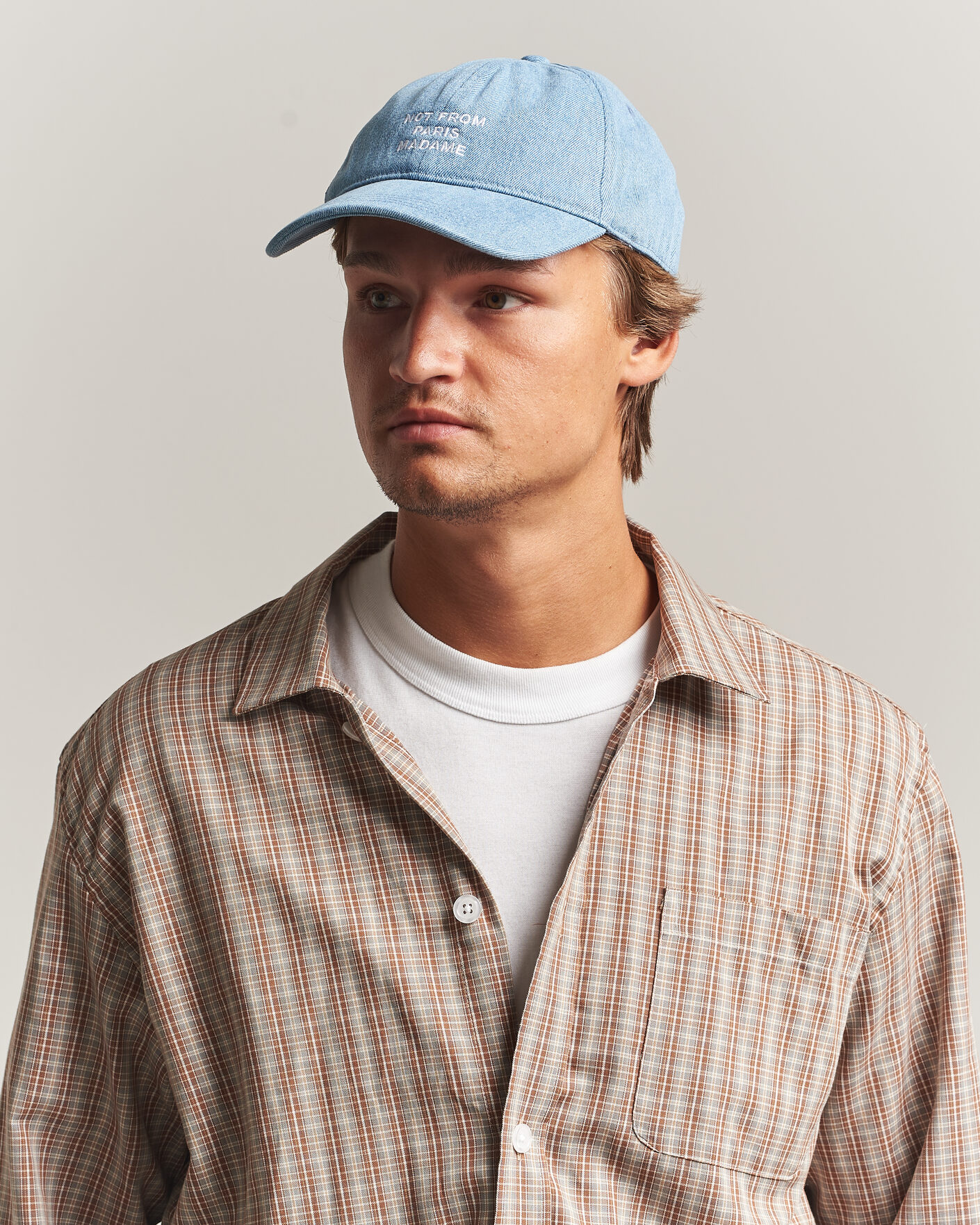 Heren | Hoeden en petten | Drôle de Monsieur | Slogan Denim Baseball Cap Blue