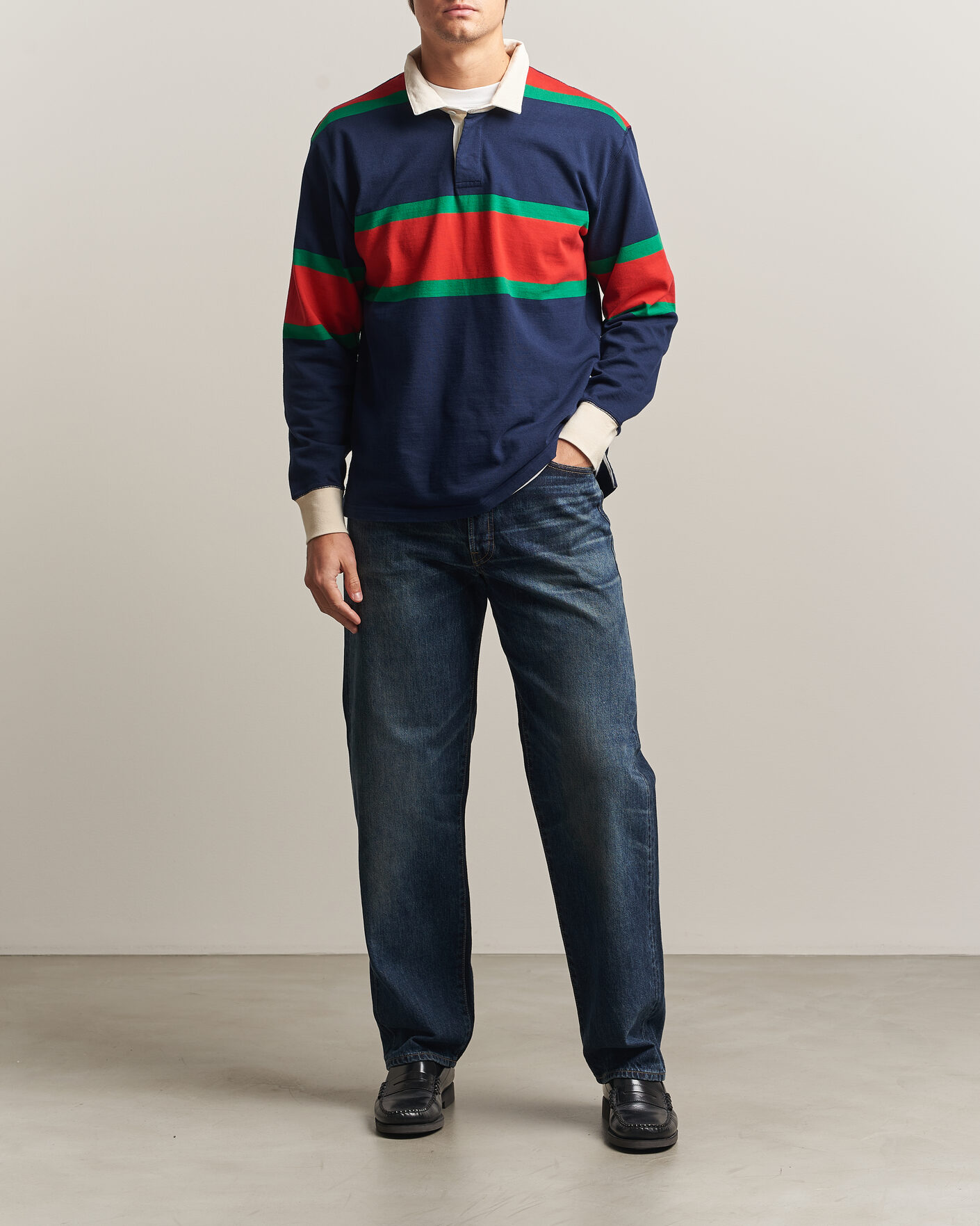 Heren | Broeken | EDWIN | Loose Straight Rainbow Selvage Jeans Dark Used