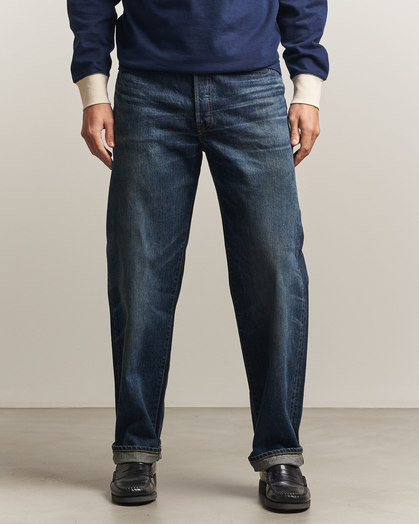 Heren | Broeken | EDWIN | Loose Straight Rainbow Selvage Jeans Dark Used