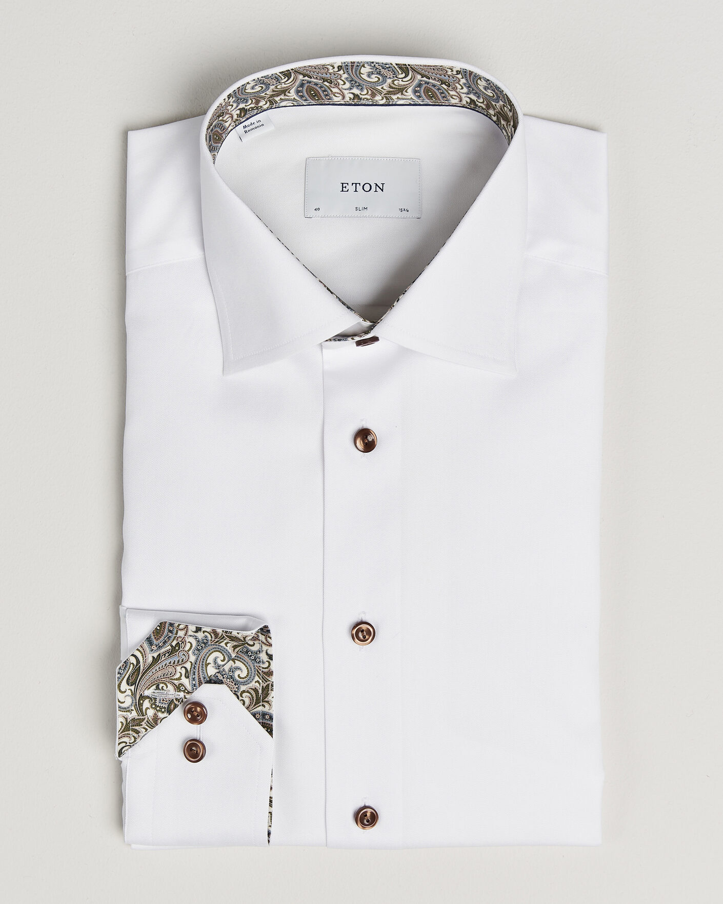 Heren | Overhemden | Eton | Slim Fit Signature Twill Contrast Shirt White