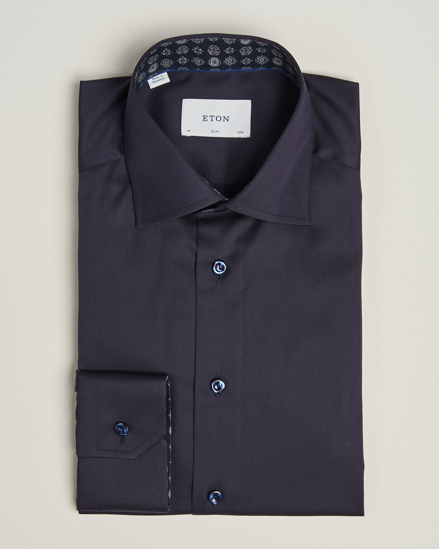 Heren | Overhemden | Eton | Slim Fit Signature Twill Contrast Shirt Navy Blue