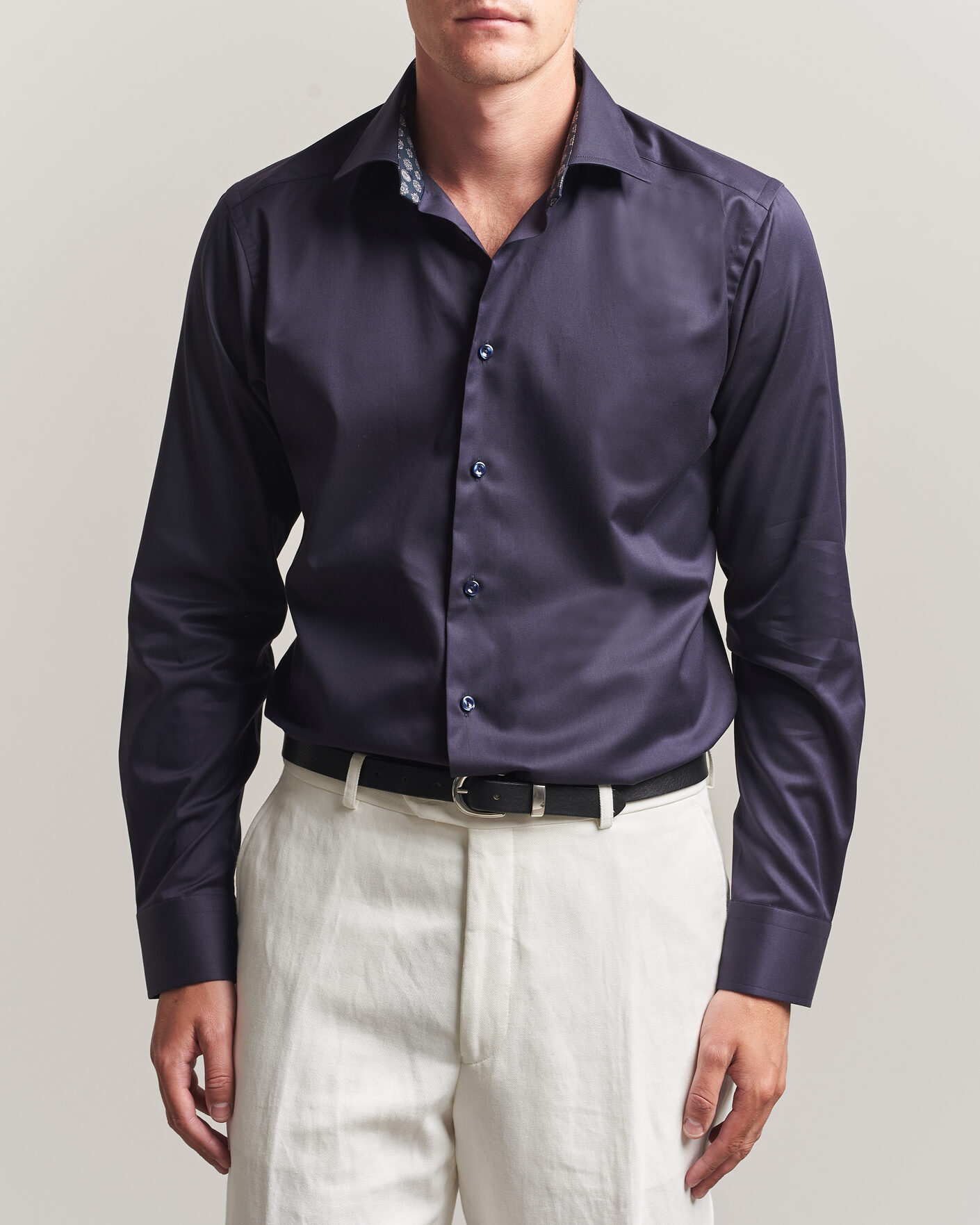 Heren | Overhemden | Eton | Slim Fit Signature Twill Contrast Shirt Navy Blue