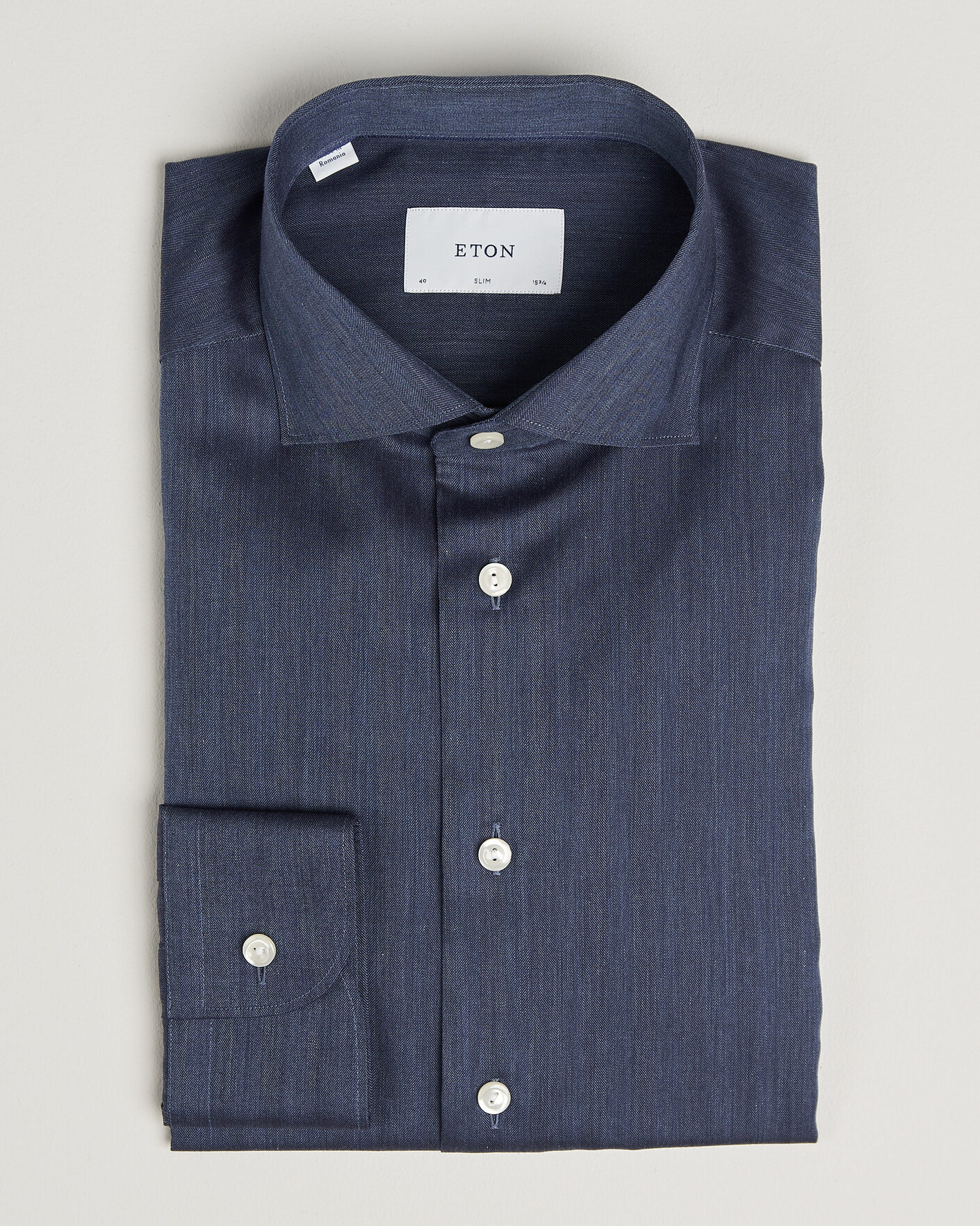 Heren | Overhemden | Eton | Slim Fit Signature Flannel Shirt Dark Blue