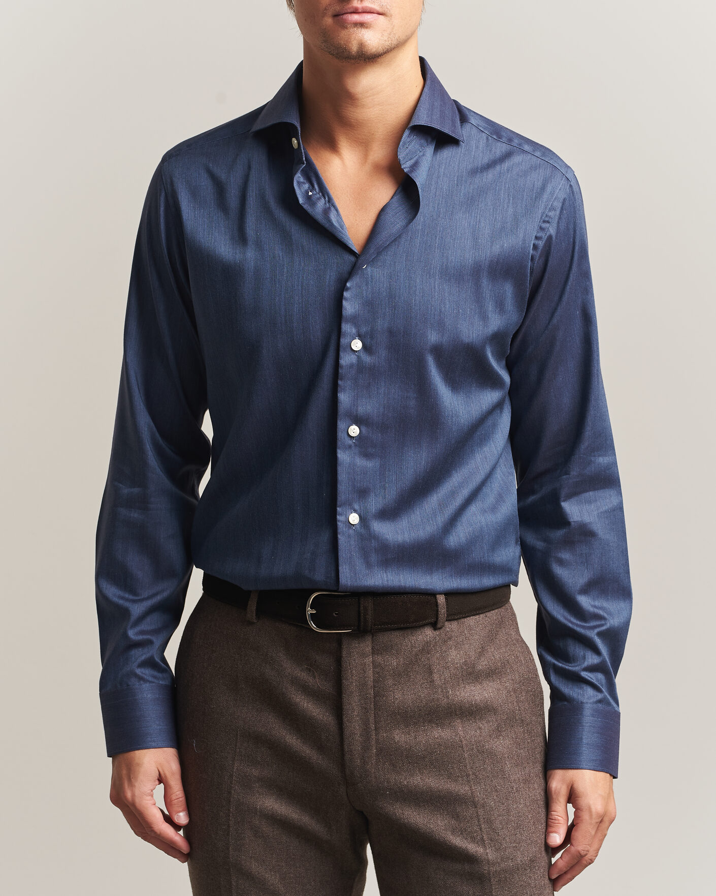 Heren | Overhemden | Eton | Slim Fit Signature Flannel Shirt Dark Blue