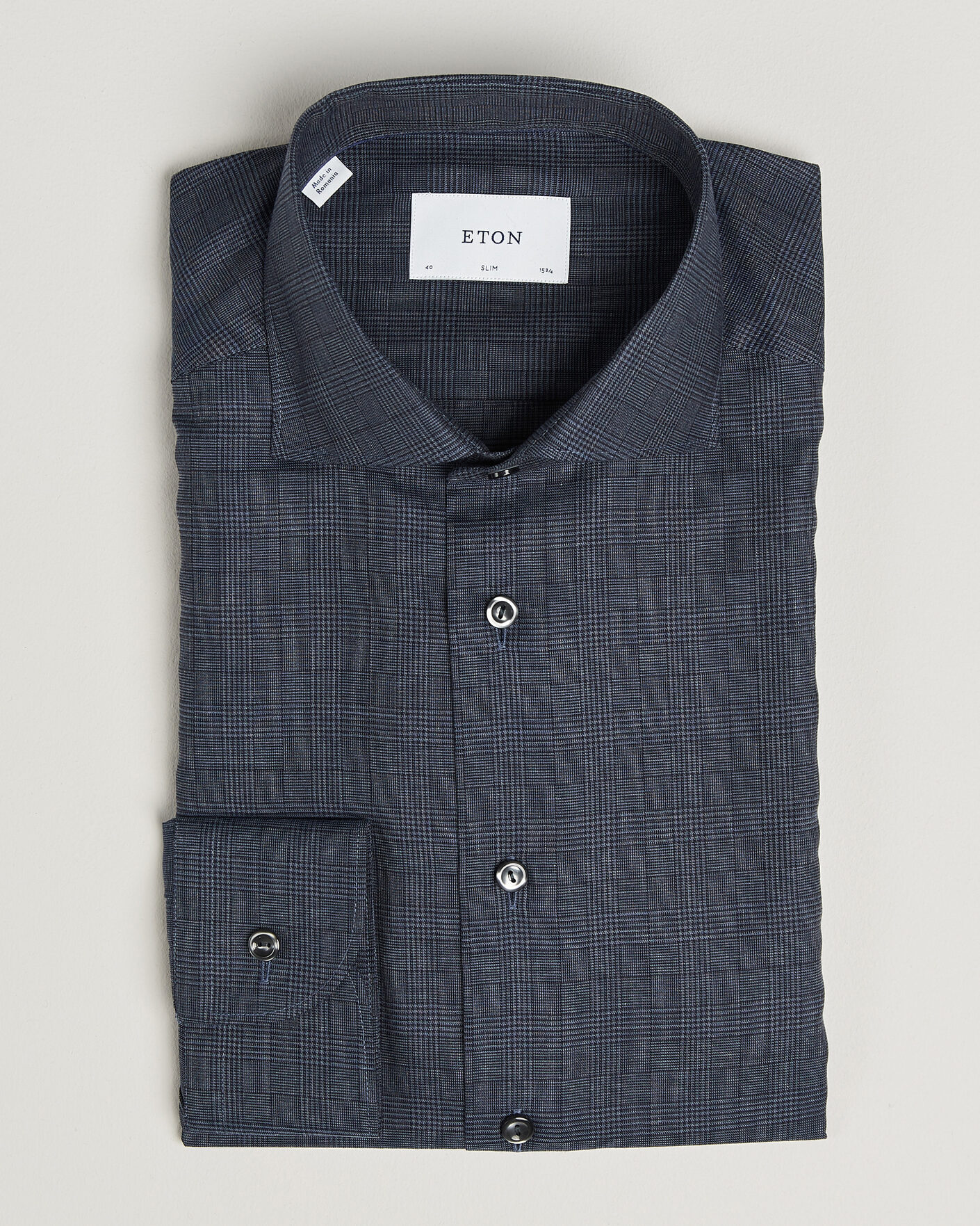 Heren | Overhemden | Eton | Slim Fit Signature Flannel Checked Shirt Dark Blue