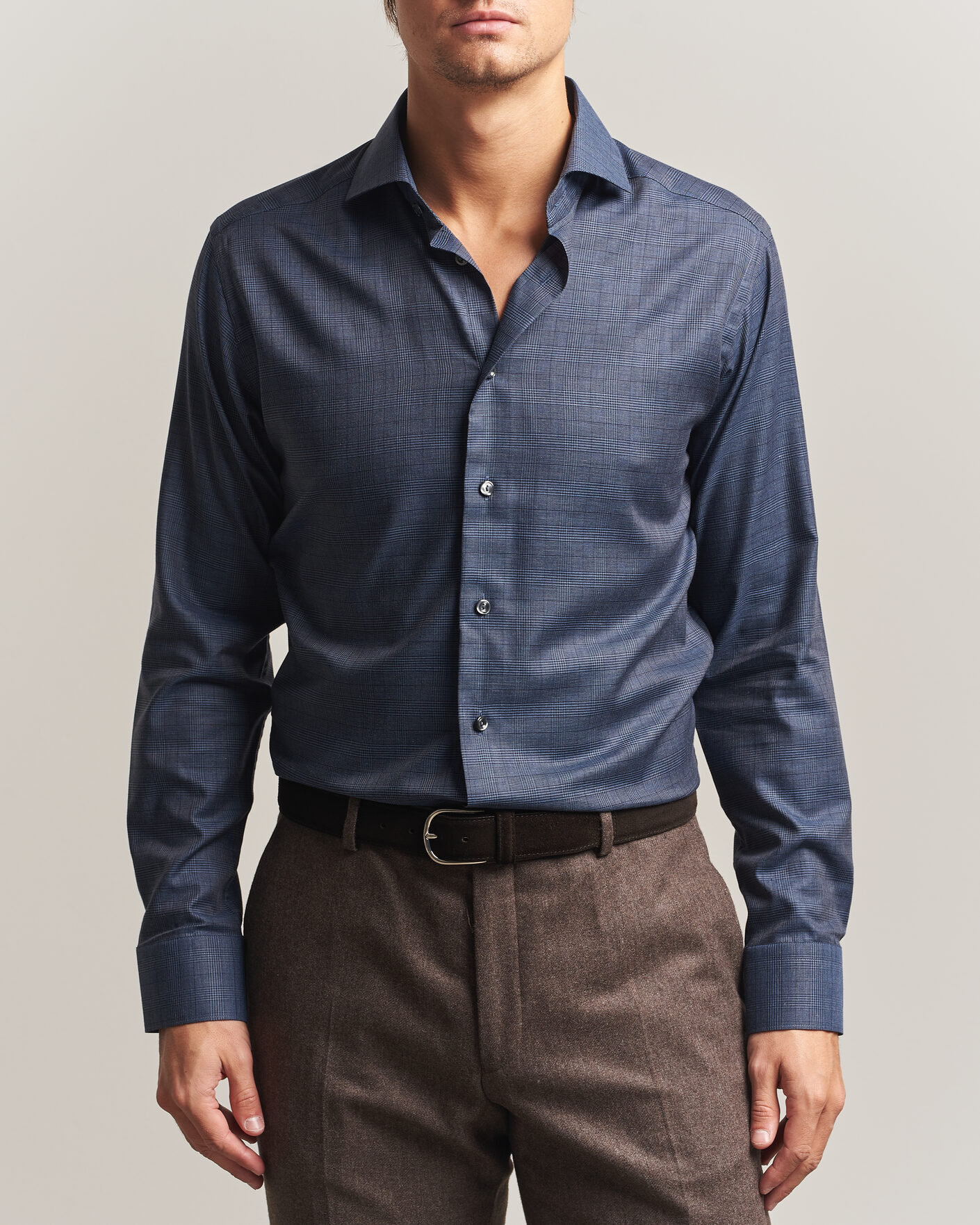 Heren | Overhemden | Eton | Slim Fit Signature Flannel Checked Shirt Dark Blue
