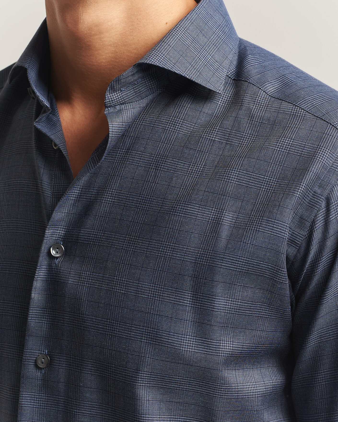 Heren | Overhemden | Eton | Slim Fit Signature Flannel Checked Shirt Dark Blue