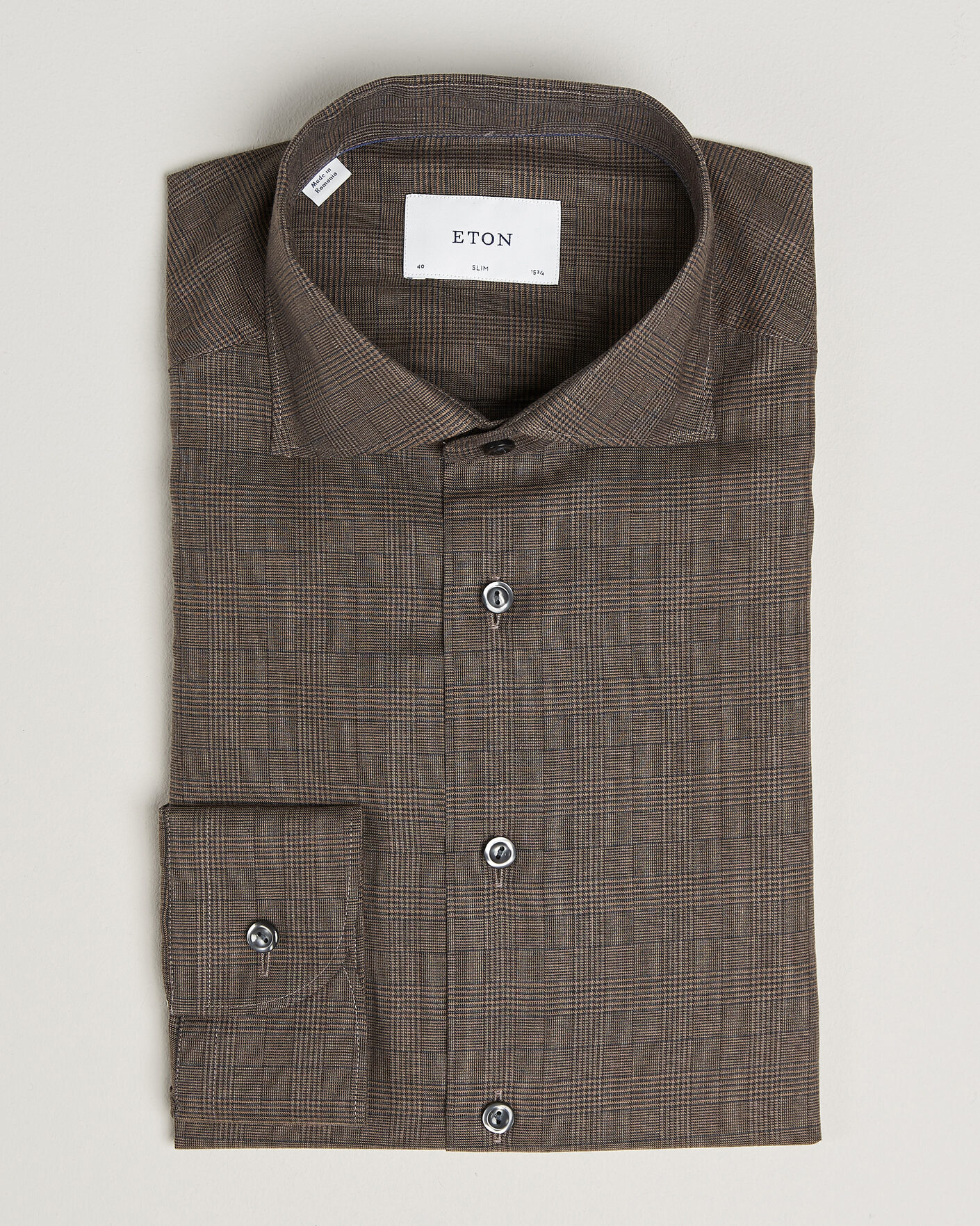 Heren | Overhemden | Eton | Slim Fit Signature Flannel Checked Shirt Dark Brown