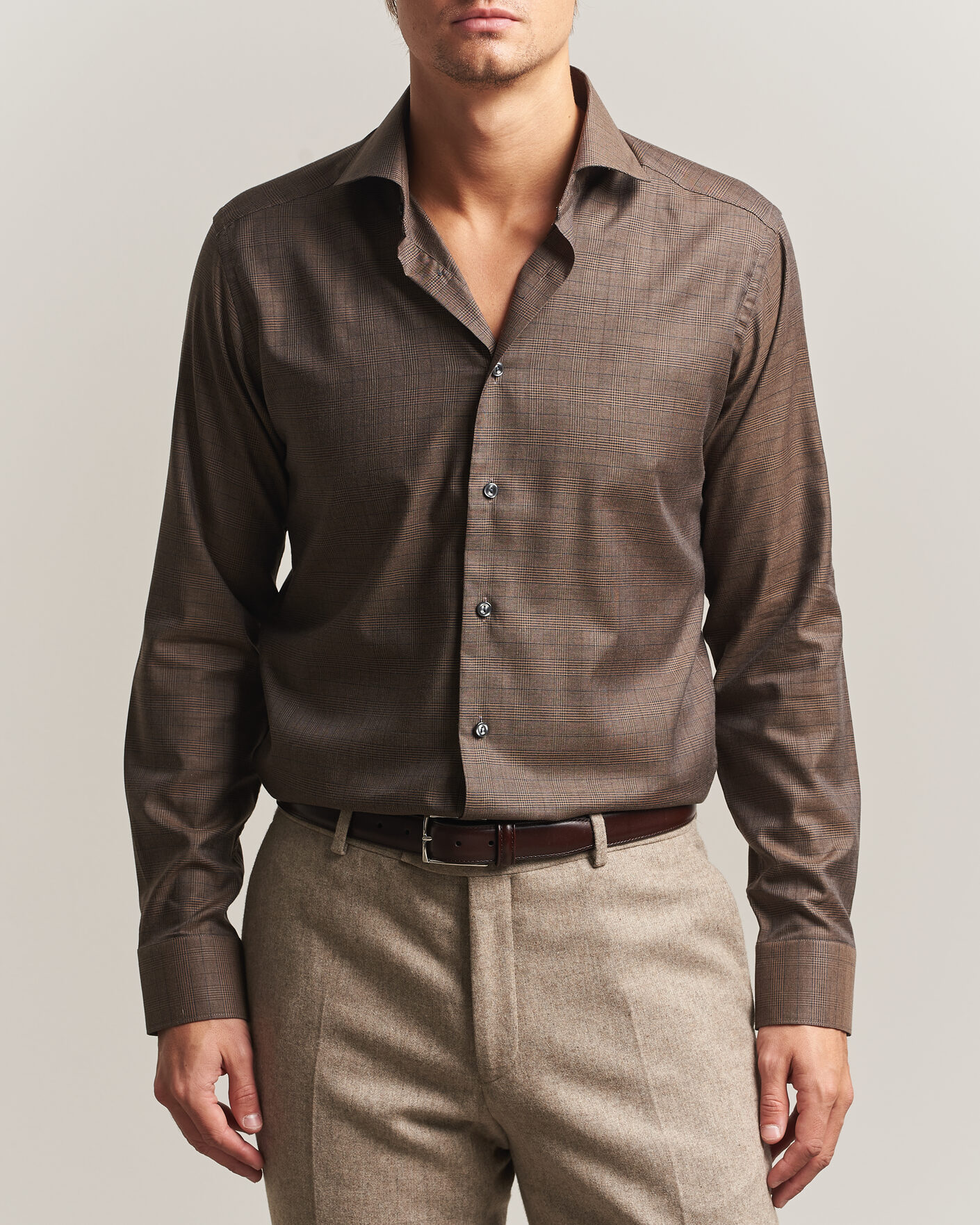 Heren | Overhemden | Eton | Slim Fit Signature Flannel Checked Shirt Dark Brown