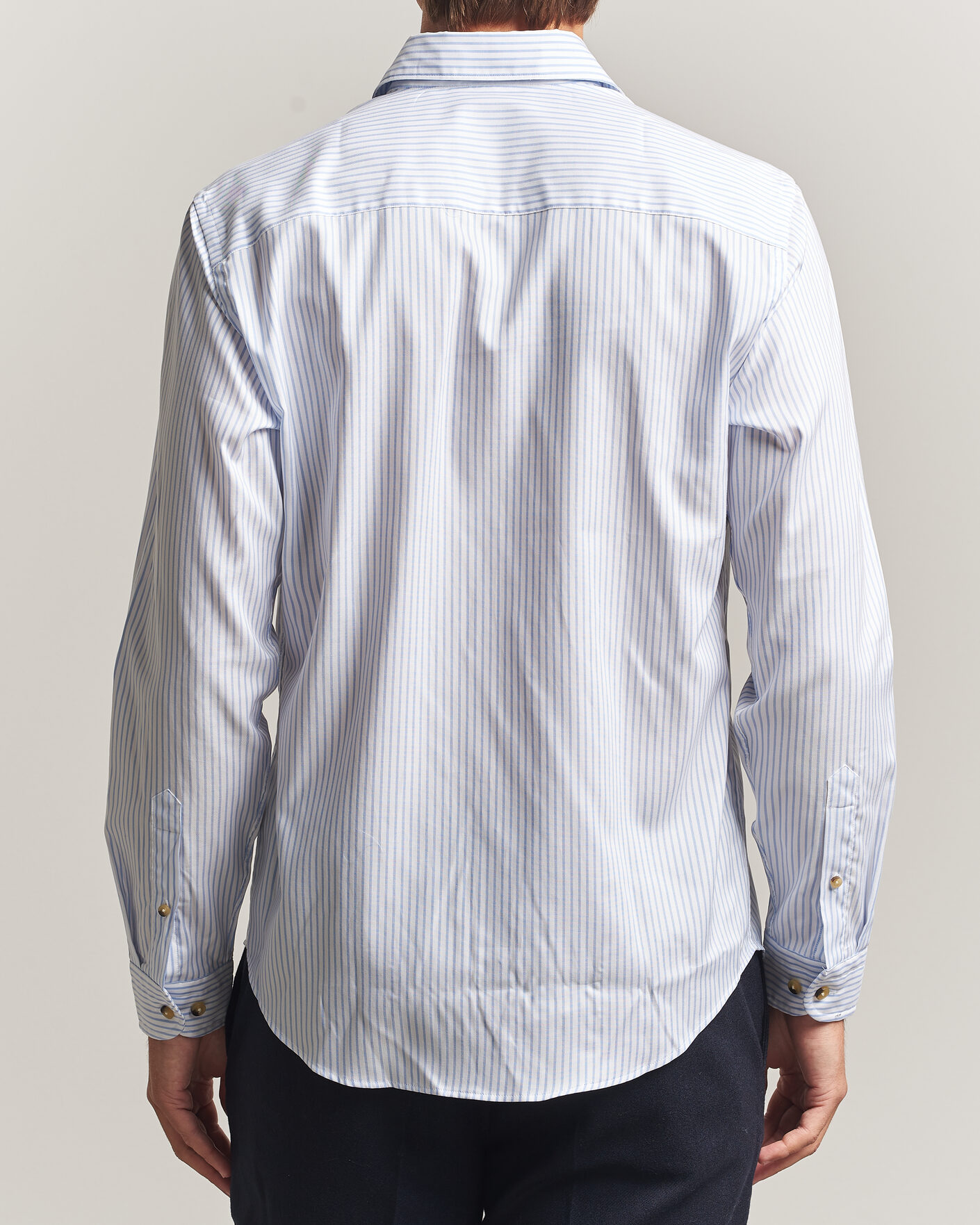 Heren | Overhemden | Eton | Casual Fit Signature Oxford Striped Shirt Light Blue