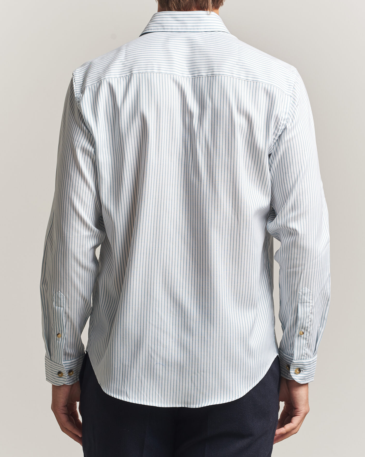 Heren | Overhemden | Eton | Casual Fit Signature Oxford Striped Shirt Mid Blue