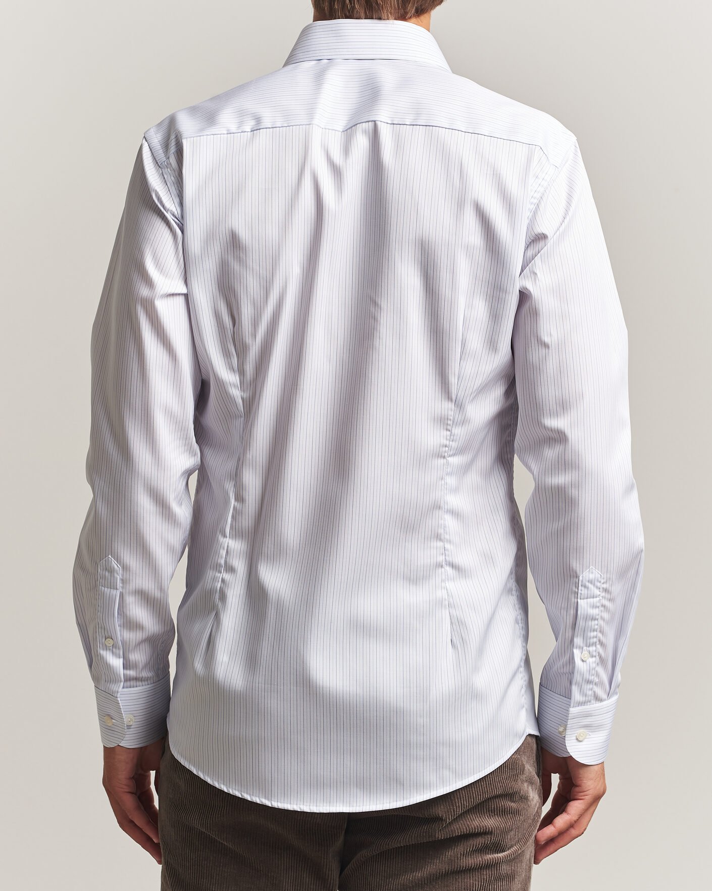 Heren | Overhemden | Eton | Slim Fit Fine Twill Striped Shirt Light Blue