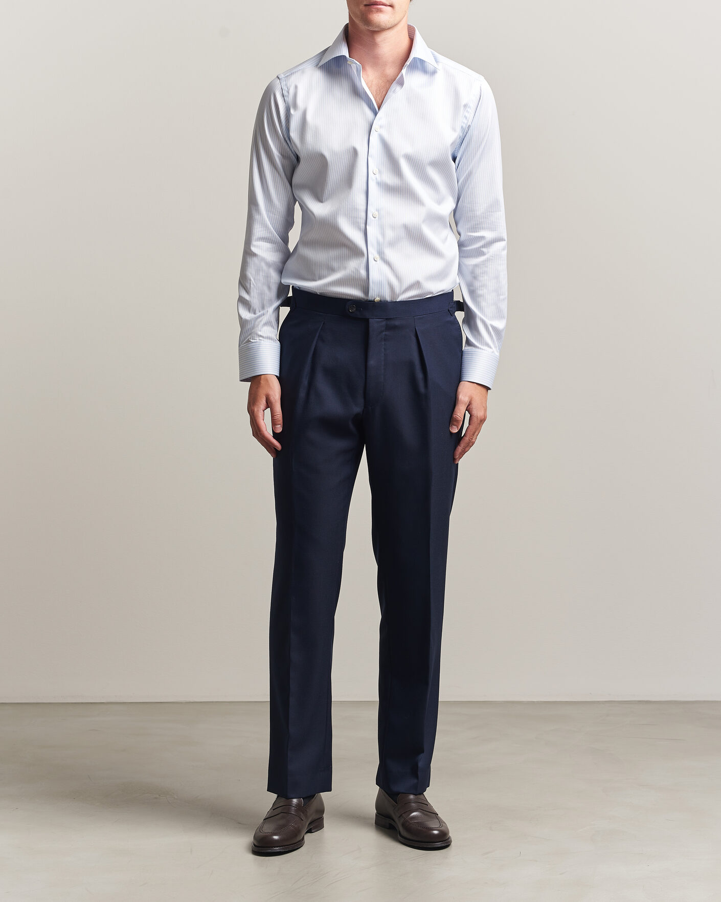Heren | Overhemden | Eton | Slim Fit Signature Twill Striped Shirt Light Blue