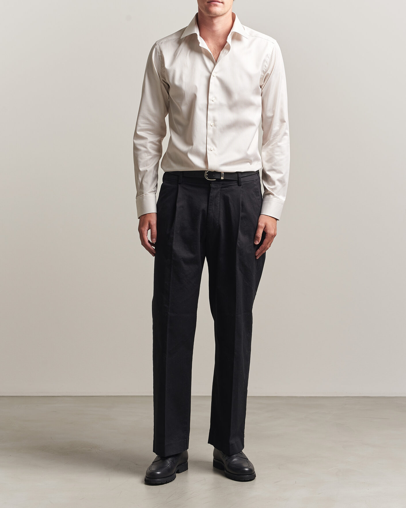 Heren | Overhemden | Eton | Slim Fit Signature Twill Striped Shirt Beige
