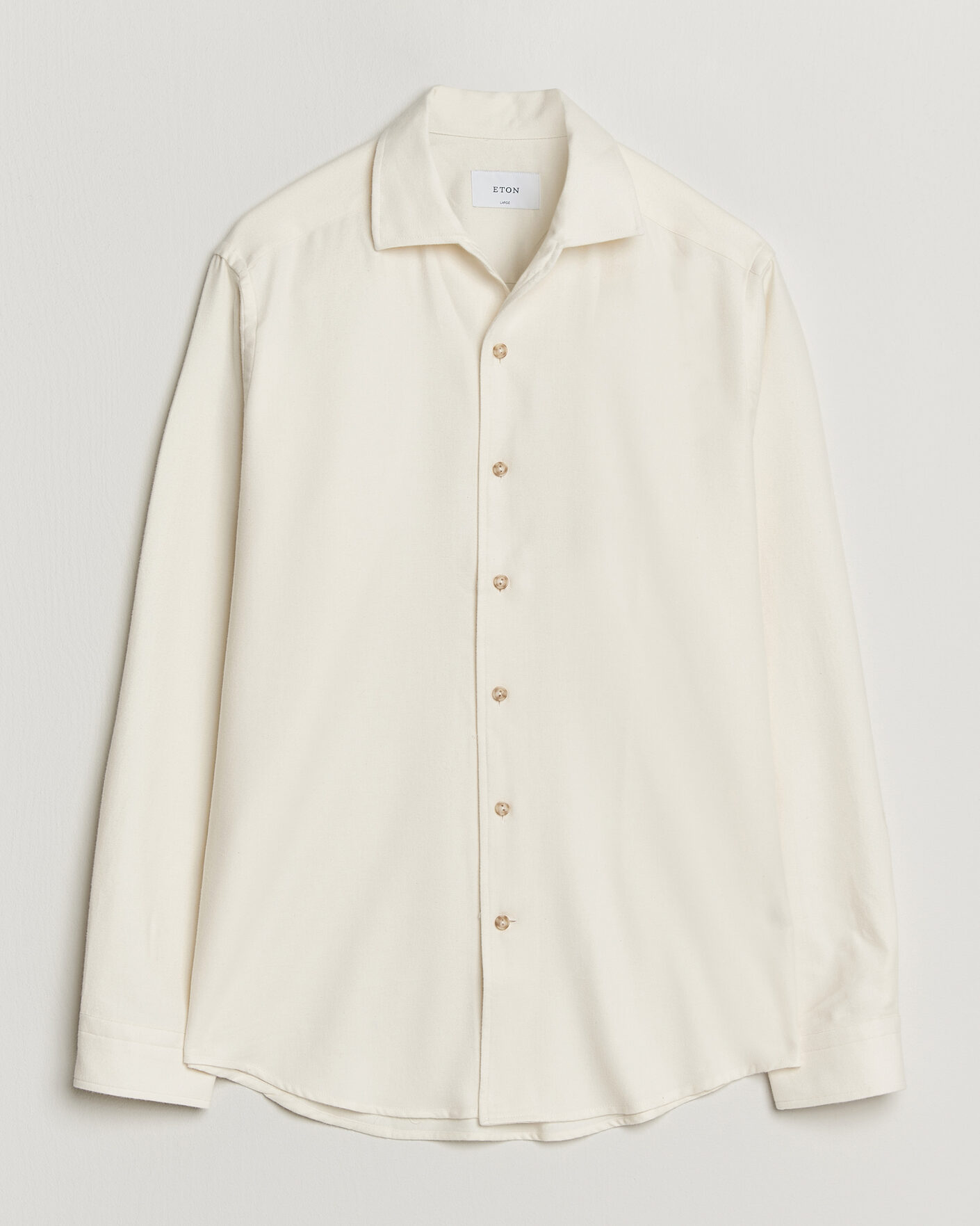 Heren | Overhemden | Eton | Casual Fit One Piece Collar Flannel Shirt Off White