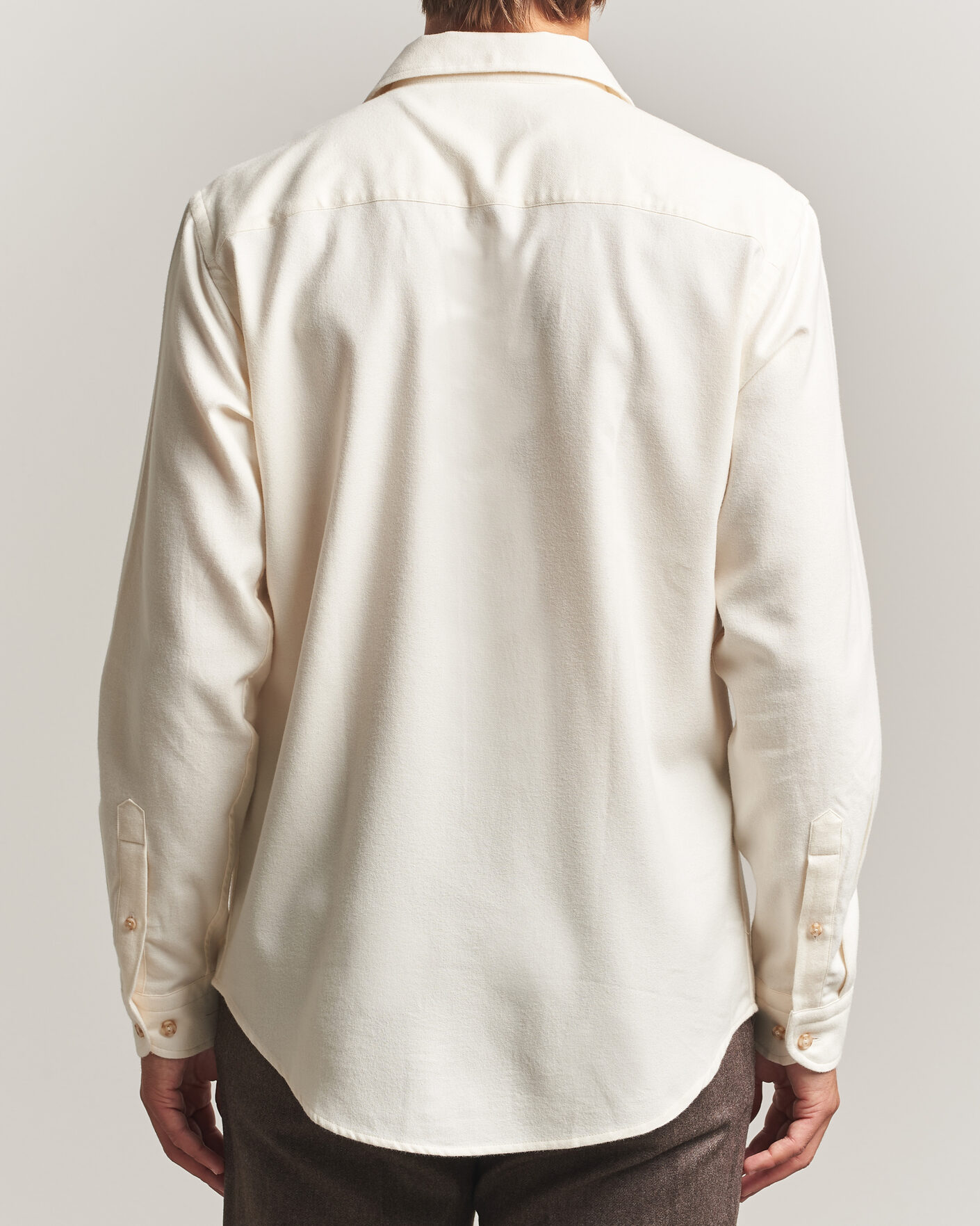 Heren | Overhemden | Eton | Casual Fit One Piece Collar Flannel Shirt Off White