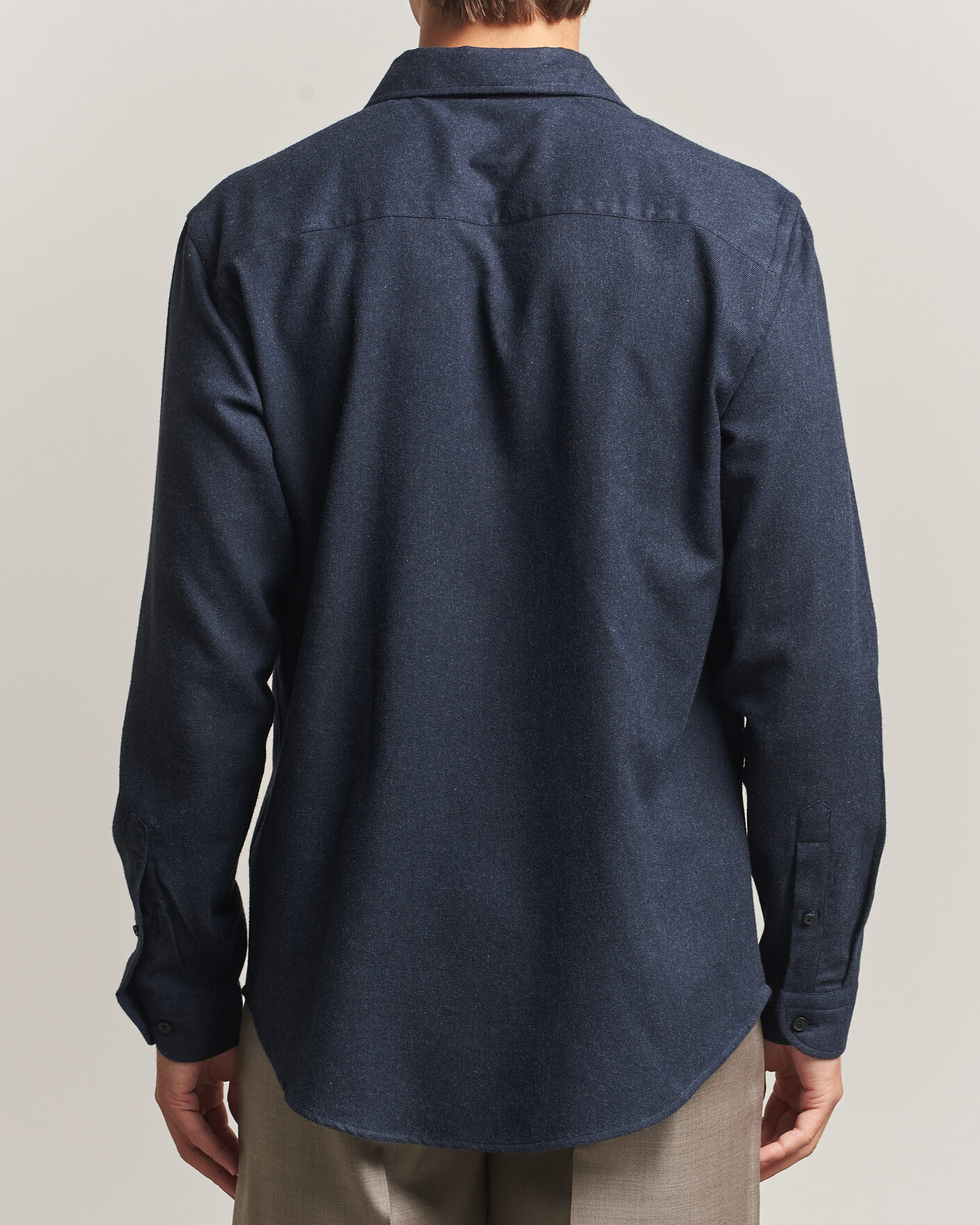 Heren | Overhemden | Eton | Casual Fit One Piece Collar Flannel Shirt Navy Blue