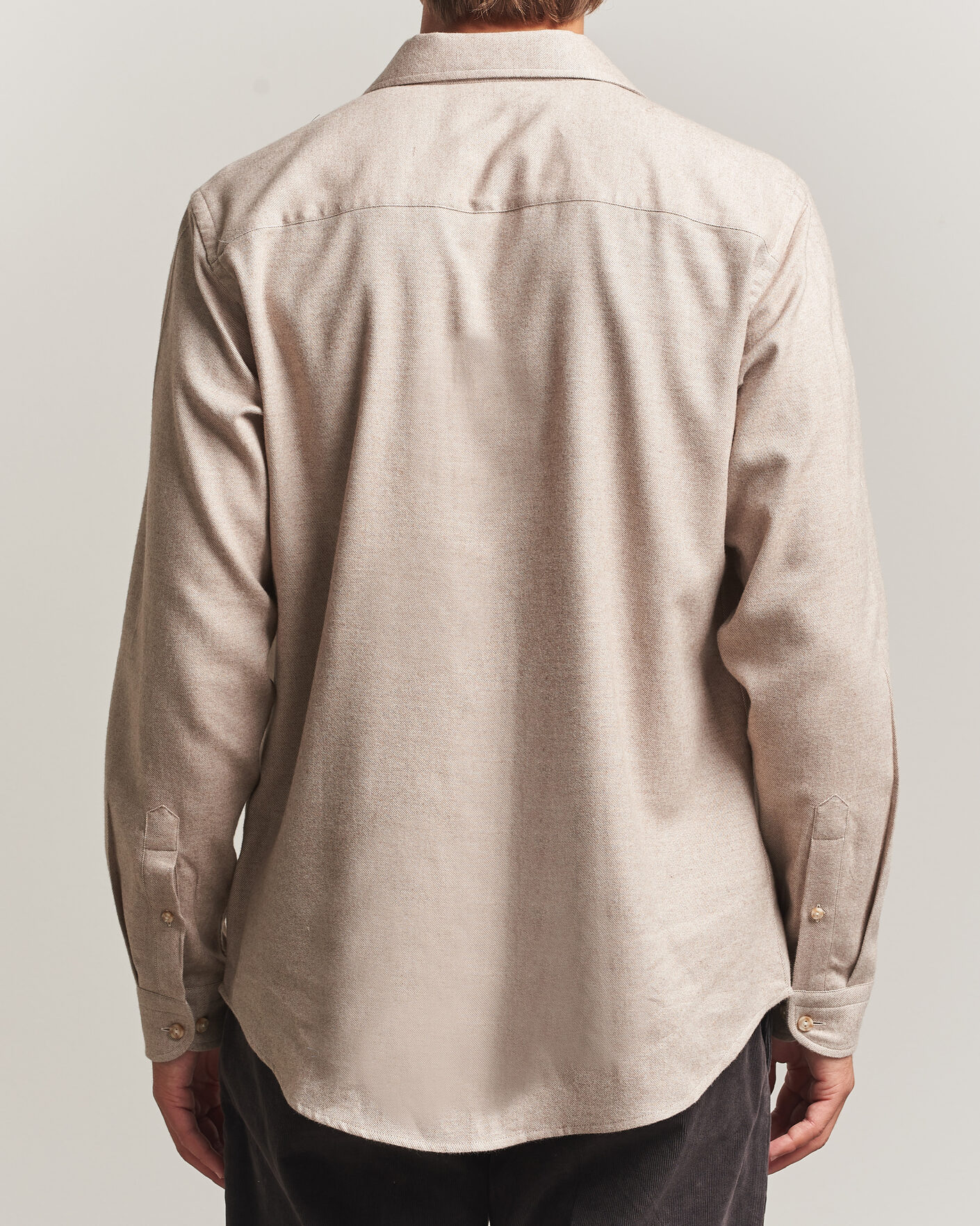 Heren | Overhemden | Eton | Casual Fit One Piece Collar Flannel Shirt Beige