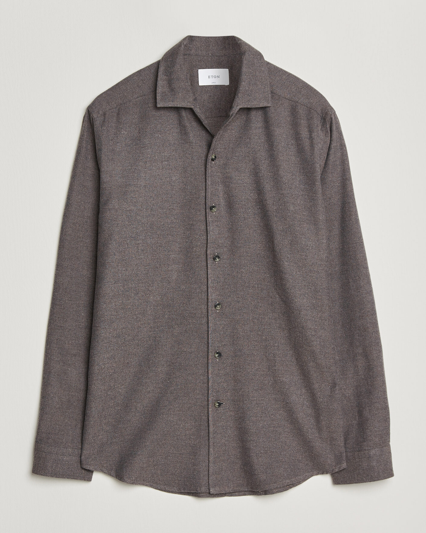 Heren | Overhemden | Eton | Casual Fit One Piece Collar Flannel Shirt Dark Brown
