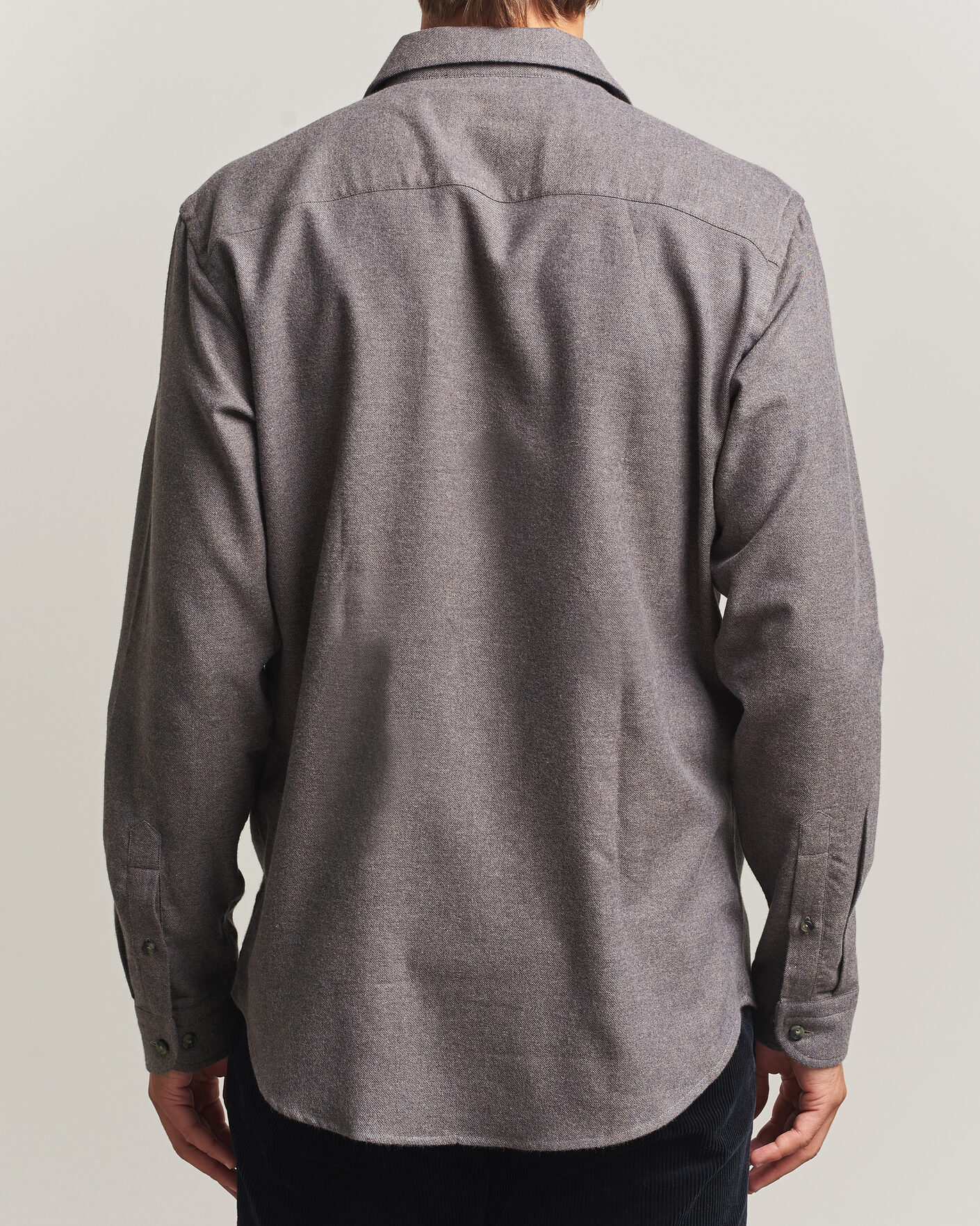 Heren | Overhemden | Eton | Casual Fit One Piece Collar Flannel Shirt Dark Brown