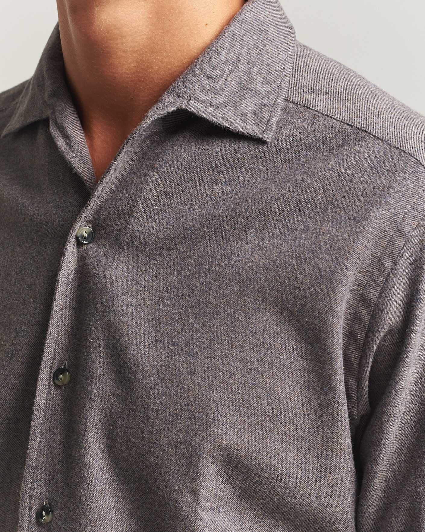 Heren | Overhemden | Eton | Casual Fit One Piece Collar Flannel Shirt Dark Brown
