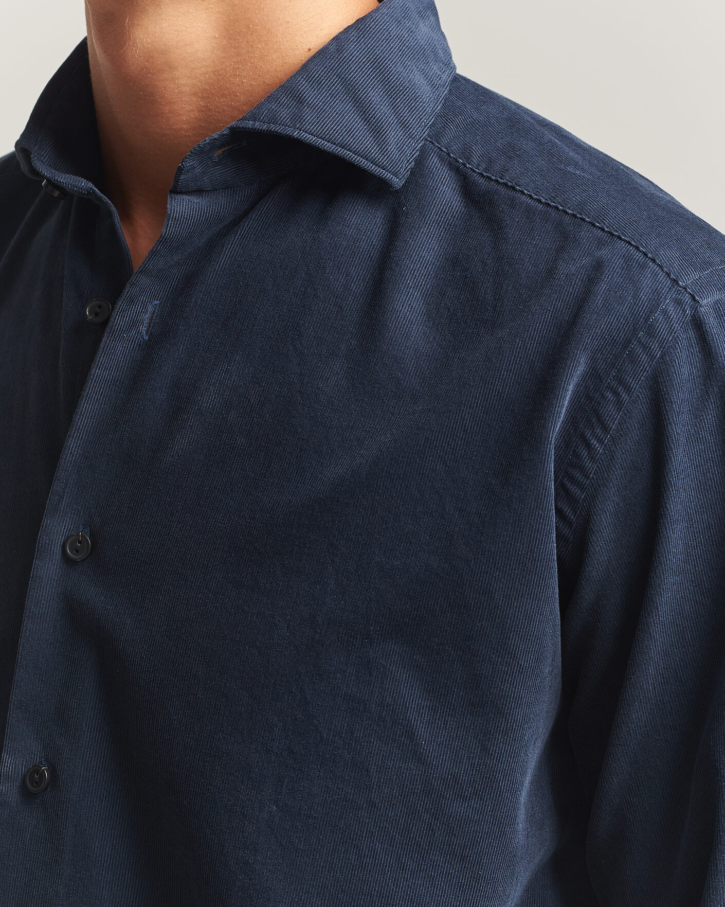 Heren | Overhemden | Eton | Casual Fit Corduroy Shirt Navy Blue