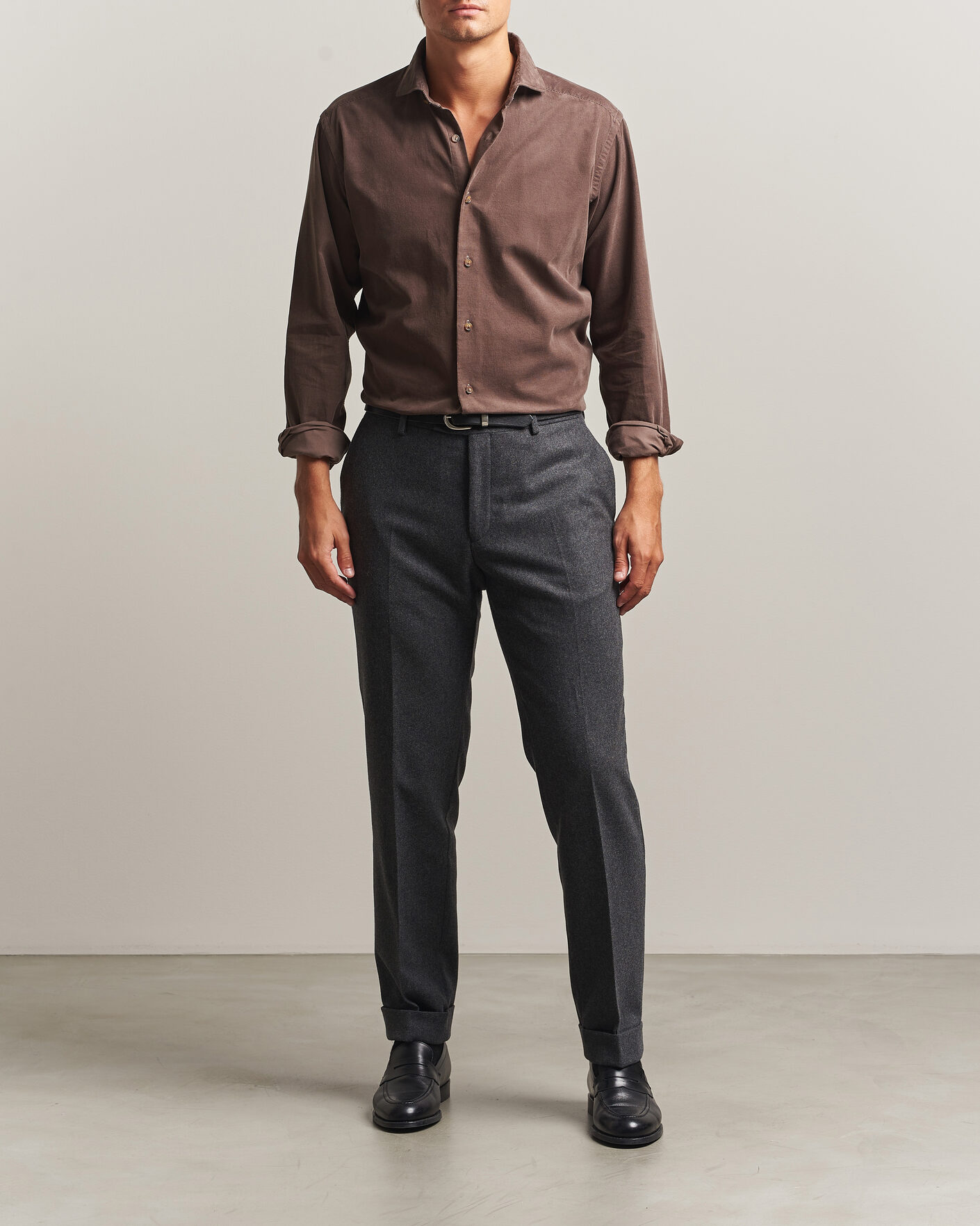 Heren | Overhemden | Eton | Casual Fit Corduroy Shirt Dark Brown