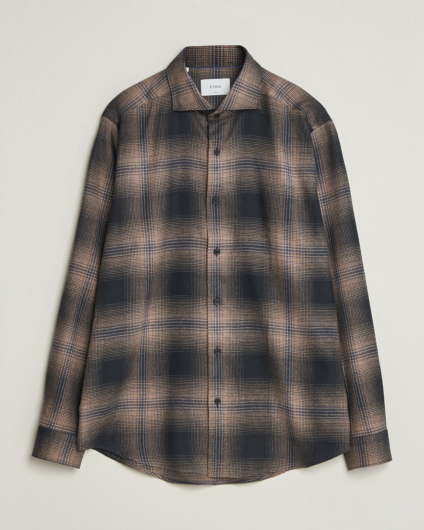 Heren | Overhemden | Eton | Casual Fit Checked Flannel Shirt Navy Blue