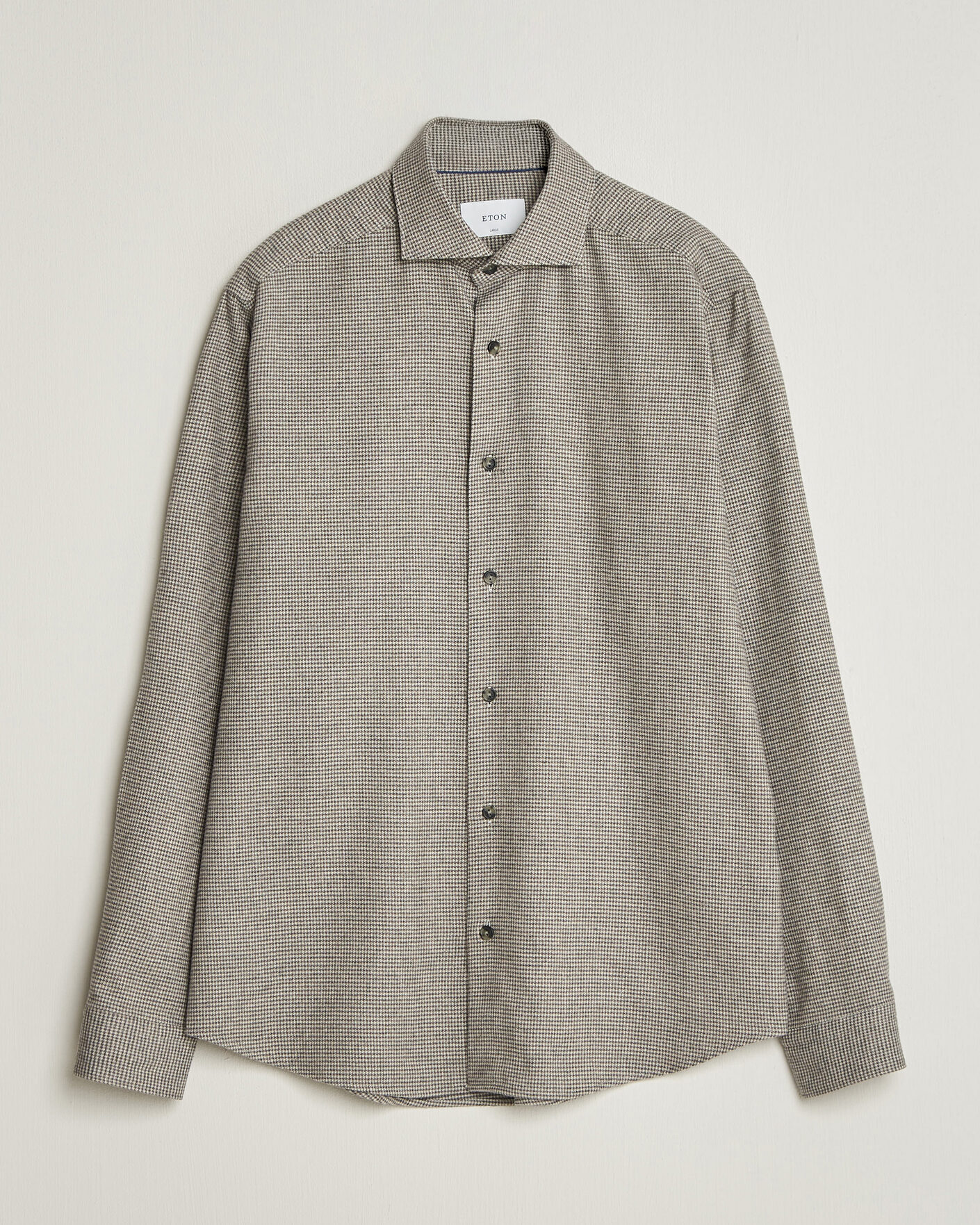Heren | Overhemden | Eton | Casual Fit Houndstooth Flannel Shirt Mid Grey