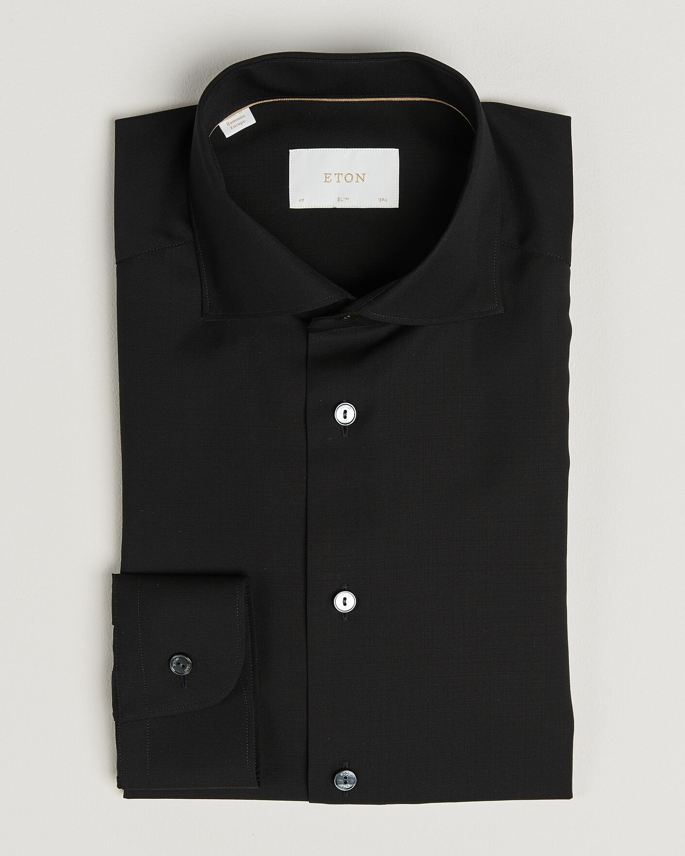Heren | Overhemden | Eton | Slim Fit Merino Shirt Black