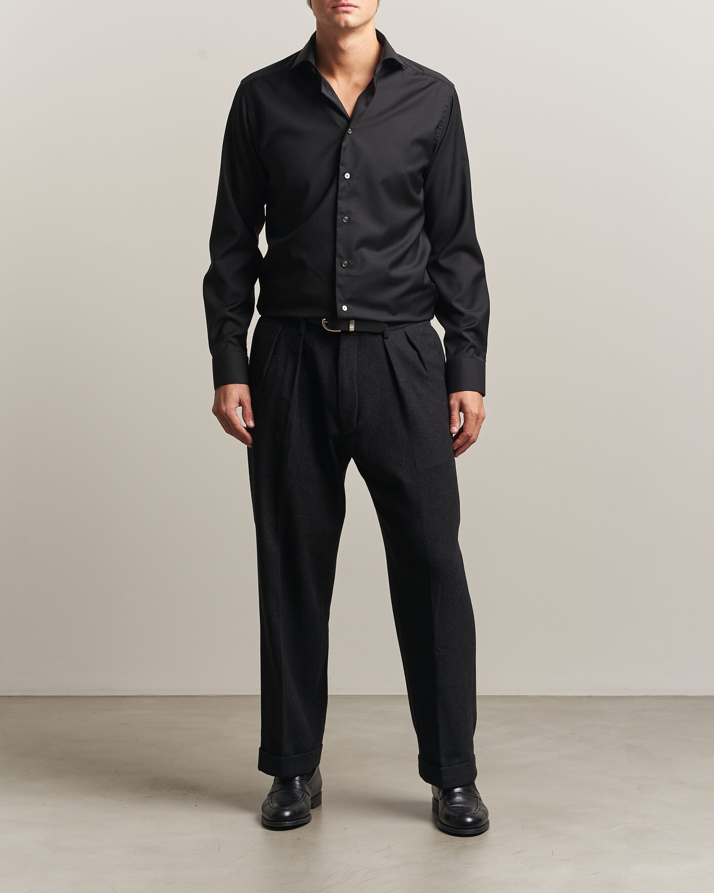Heren | Overhemden | Eton | Slim Fit Merino Shirt Black