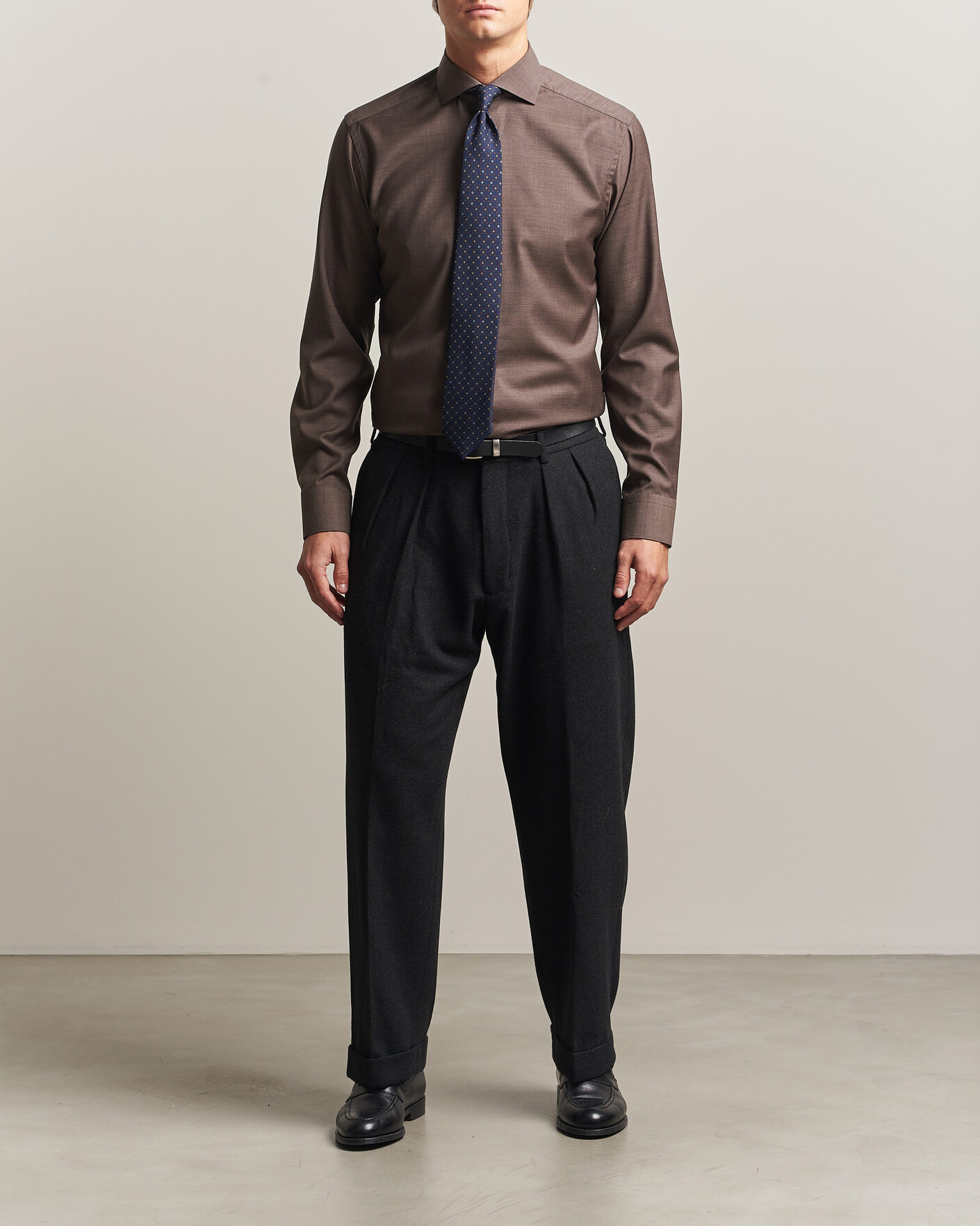 Heren | Overhemden | Eton | Slim Fit Merino Shirt Brown