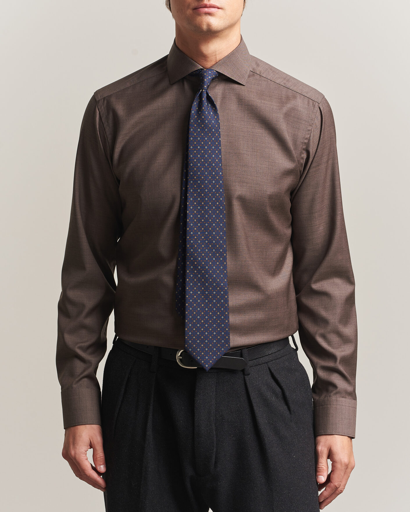 Heren | Overhemden | Eton | Slim Fit Merino Shirt Brown