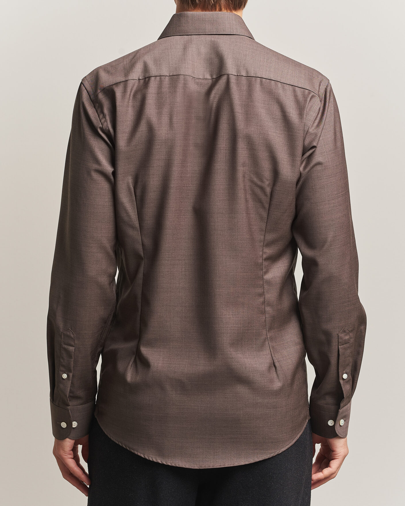 Heren | Overhemden | Eton | Slim Fit Merino Shirt Brown