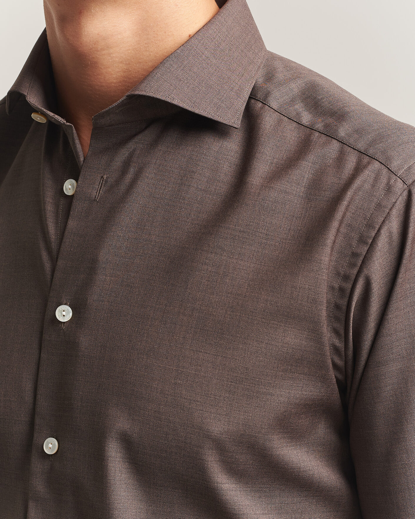 Heren | Overhemden | Eton | Slim Fit Merino Shirt Brown