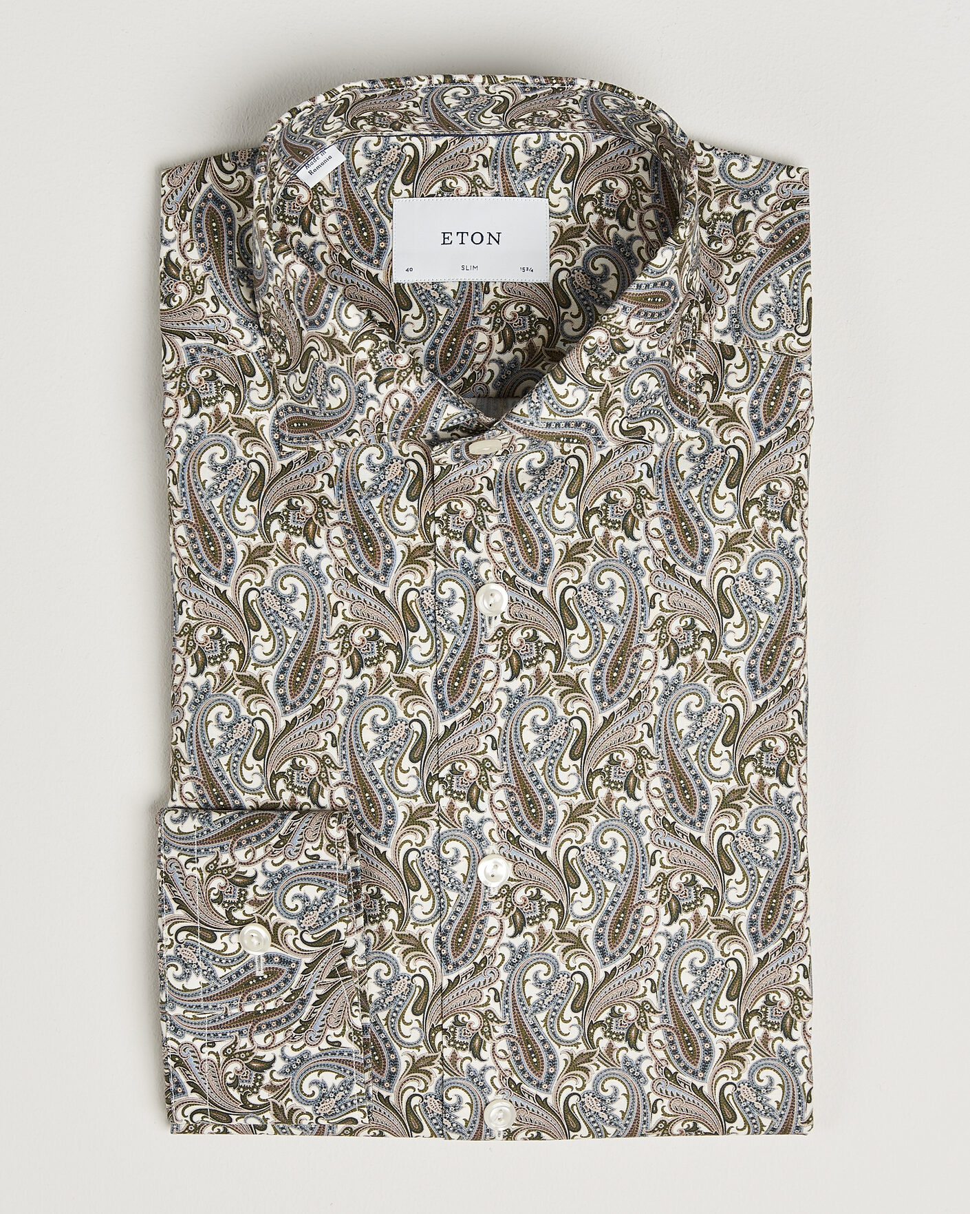 Heren | Overhemden | Eton | Slim Fit Signature Twill Printed Shirt Green Multi