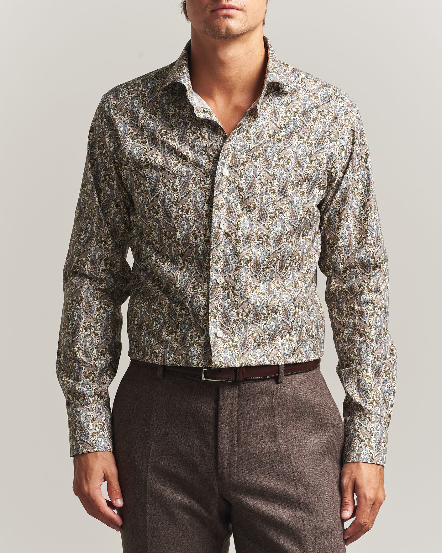 Heren | Overhemden | Eton | Slim Fit Signature Twill Printed Shirt Green Multi
