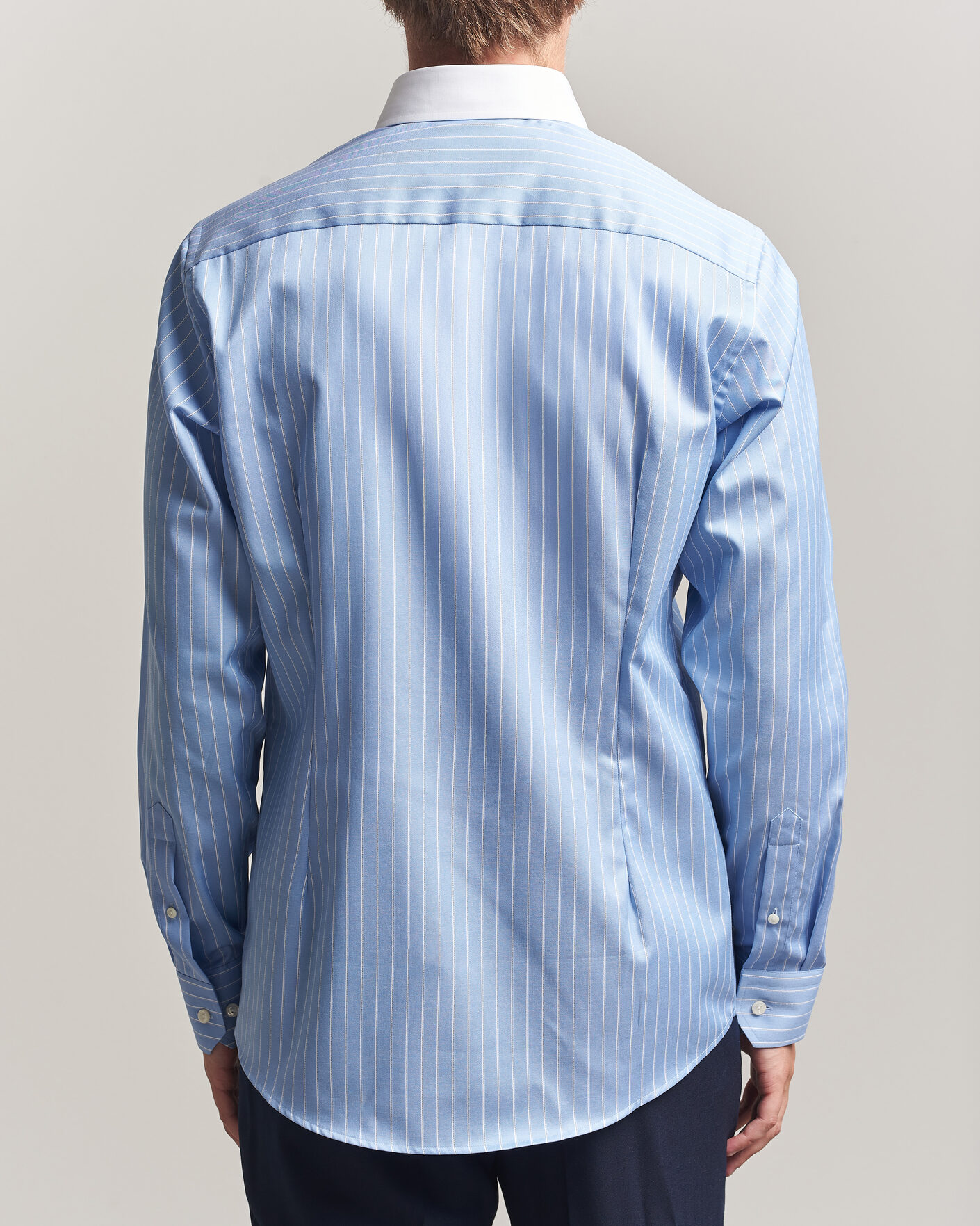 Heren | Overhemden | Eton | Slim Fit Signature Twill Striped Shirt Mid Blue