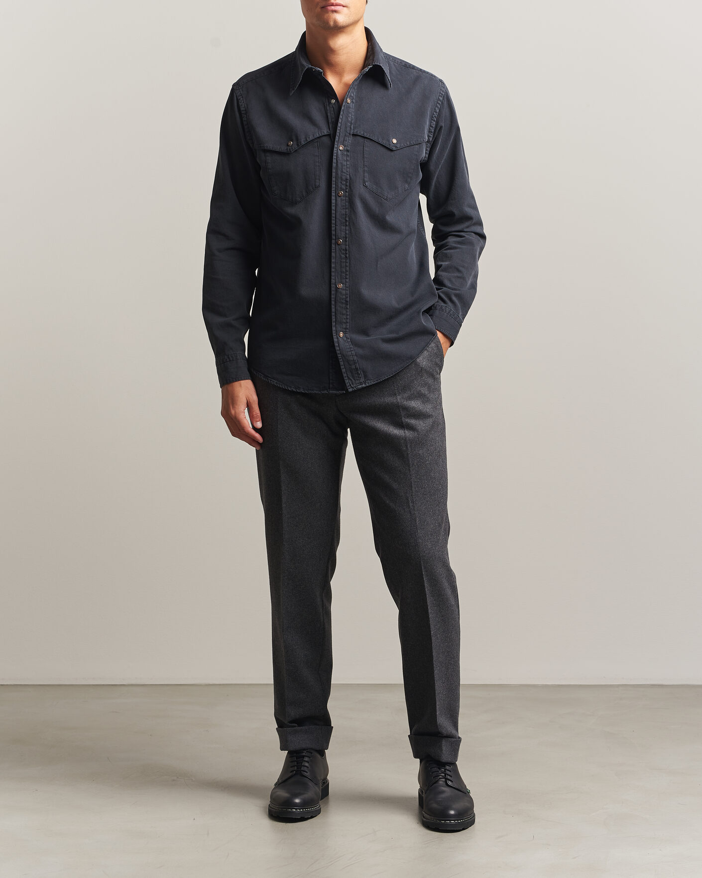 Heren | Overhemden | Eton | Indigo Western Shirt Black