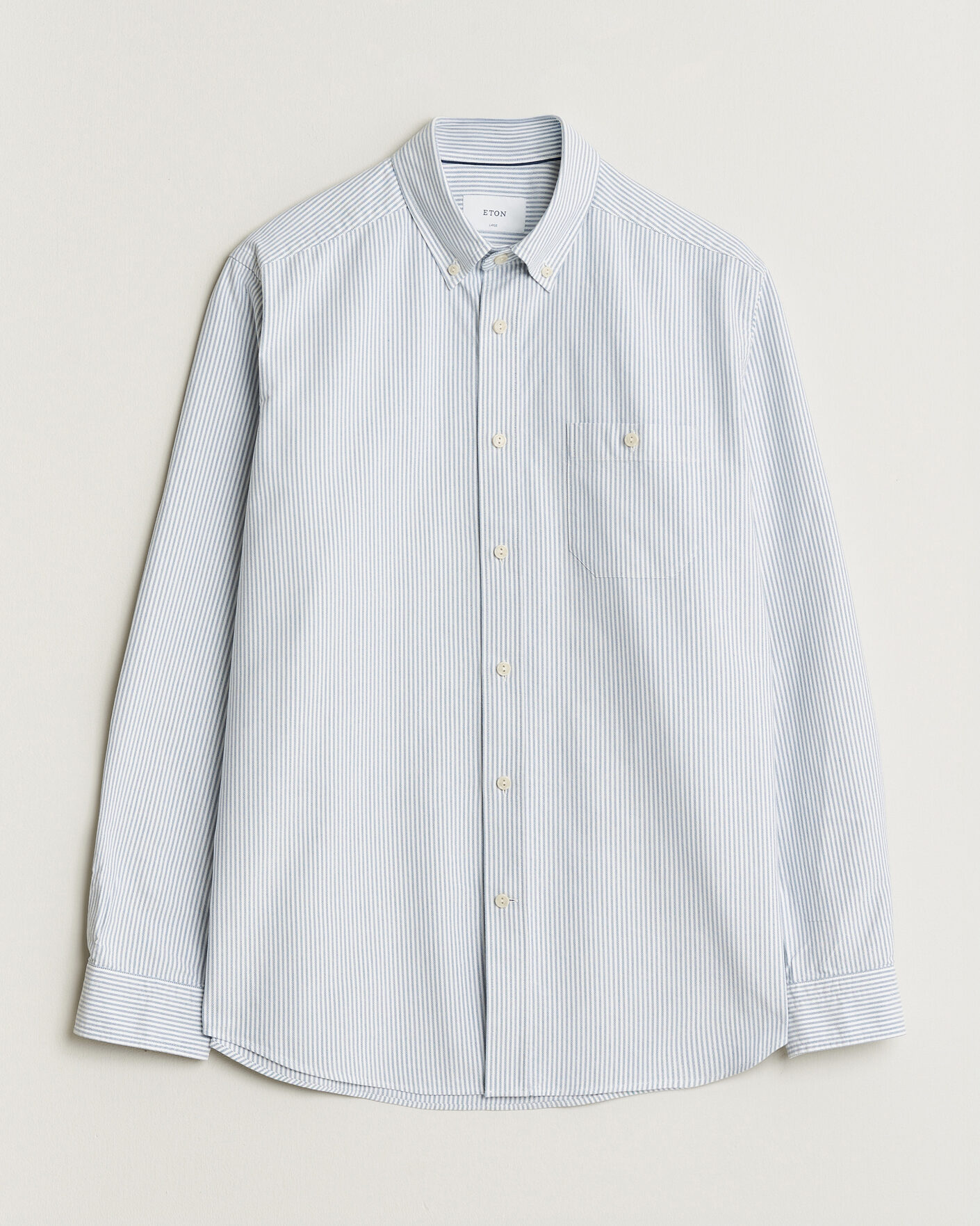 Heren | Overhemden | Eton | Regular Fit Ivy Oxford Striped Shirt Mid Blue
