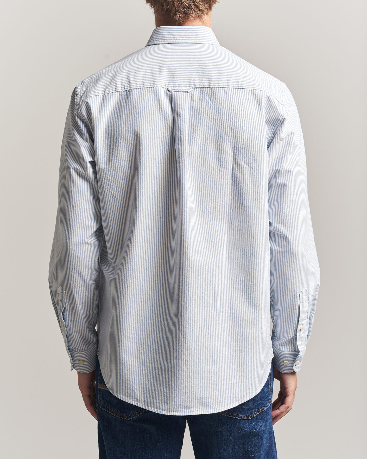Heren | Overhemden | Eton | Regular Fit Ivy Oxford Striped Shirt Mid Blue