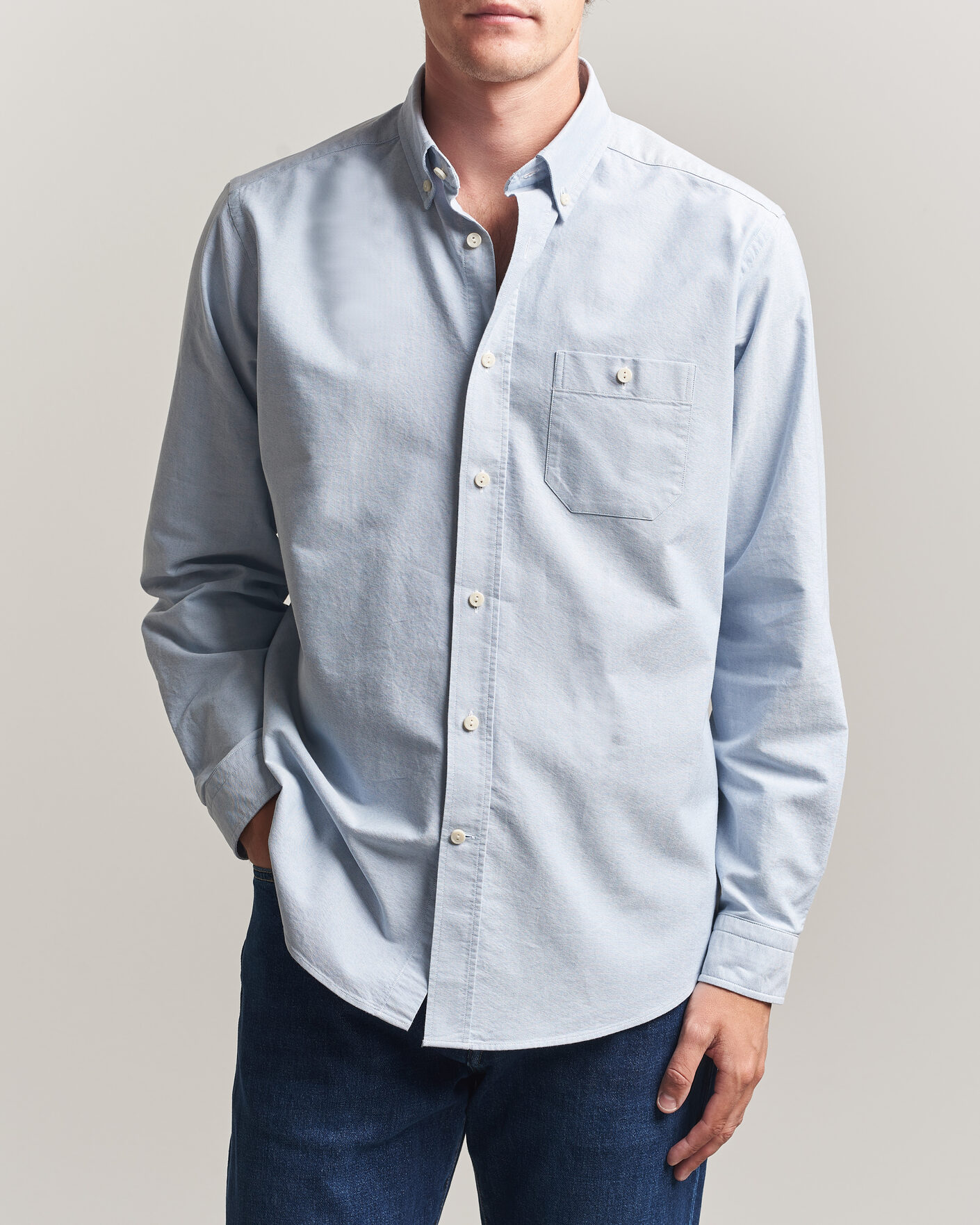 Heren | Overhemden | Eton | Regular Fit Ivy Oxford Shirt Light Blue