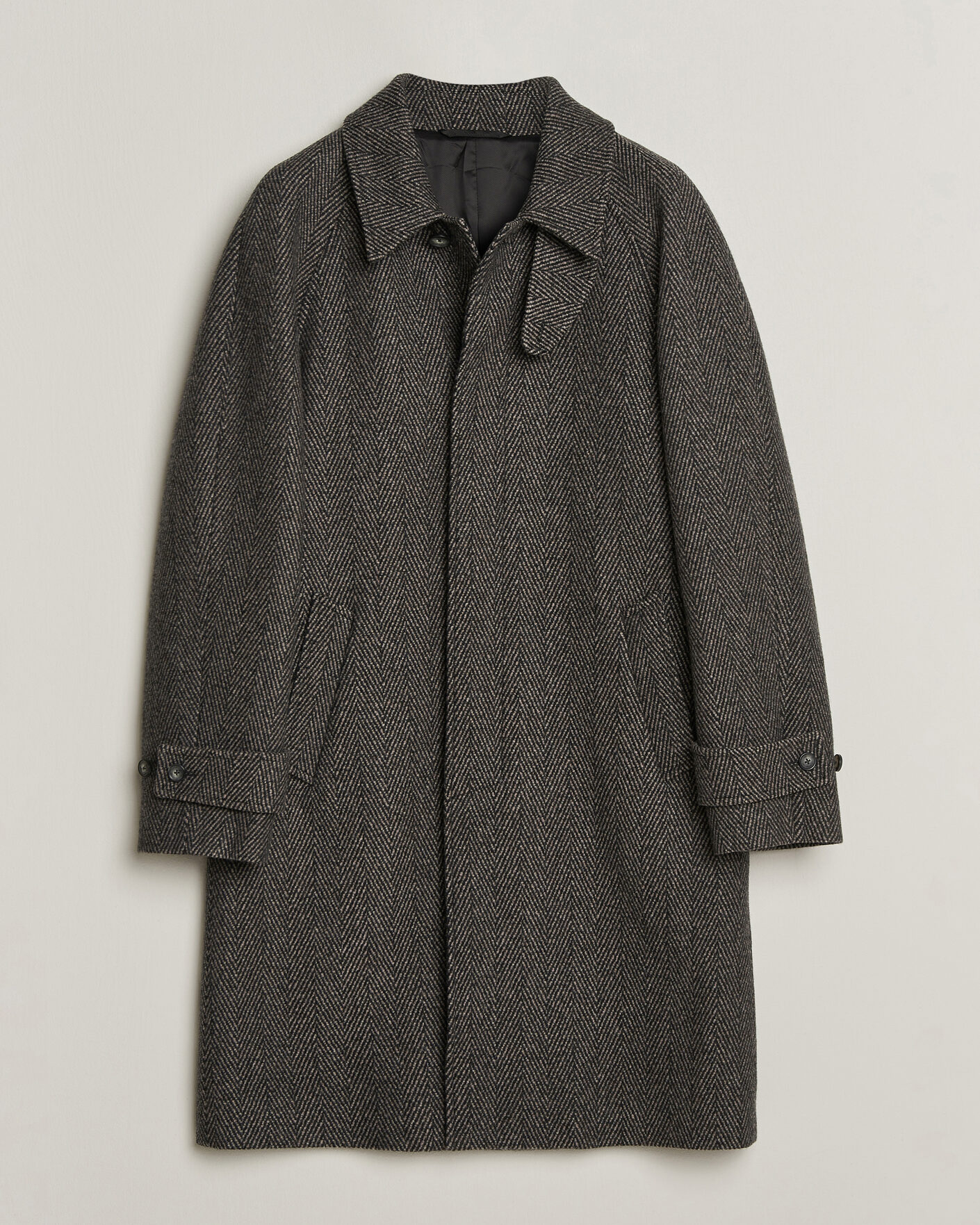 Heren | Jassen | Eton | Wool/Cashmere Herringbone Raglan Coat Dark Brown
