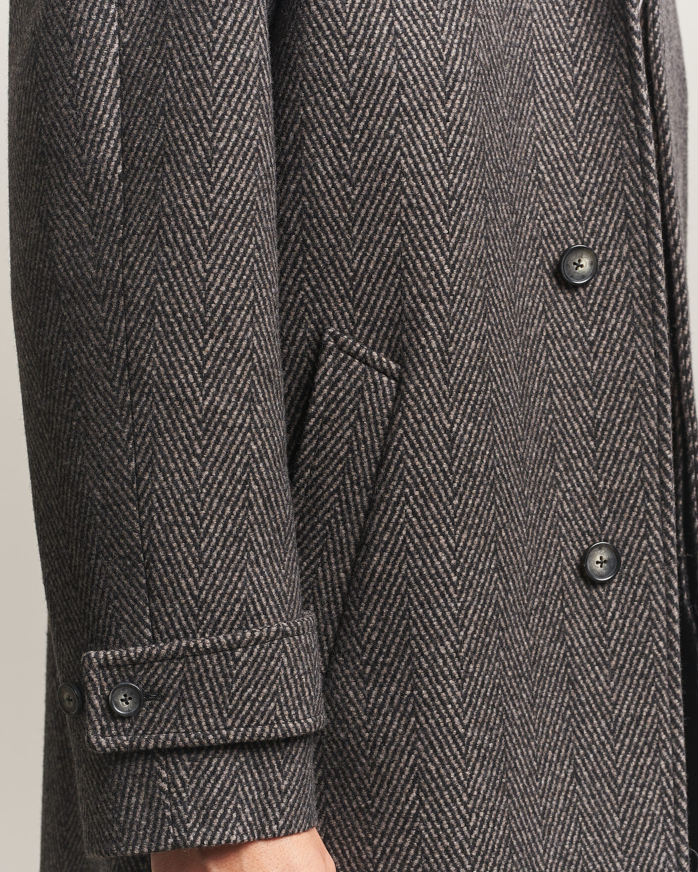 Heren | Jassen | Eton | Wool/Cashmere Herringbone Raglan Coat Dark Brown