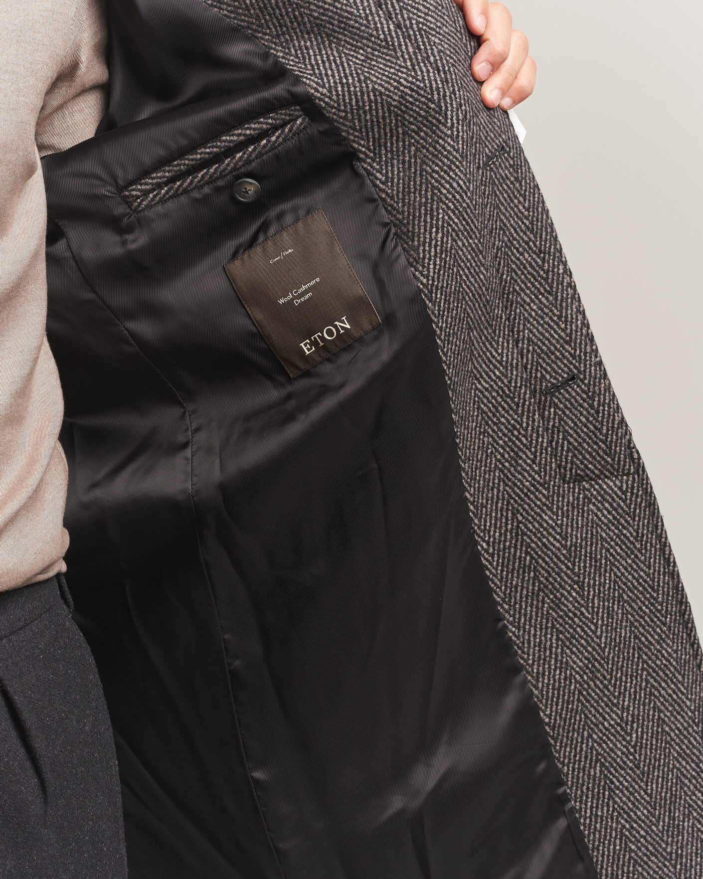 Heren | Jassen | Eton | Wool/Cashmere Herringbone Raglan Coat Dark Brown