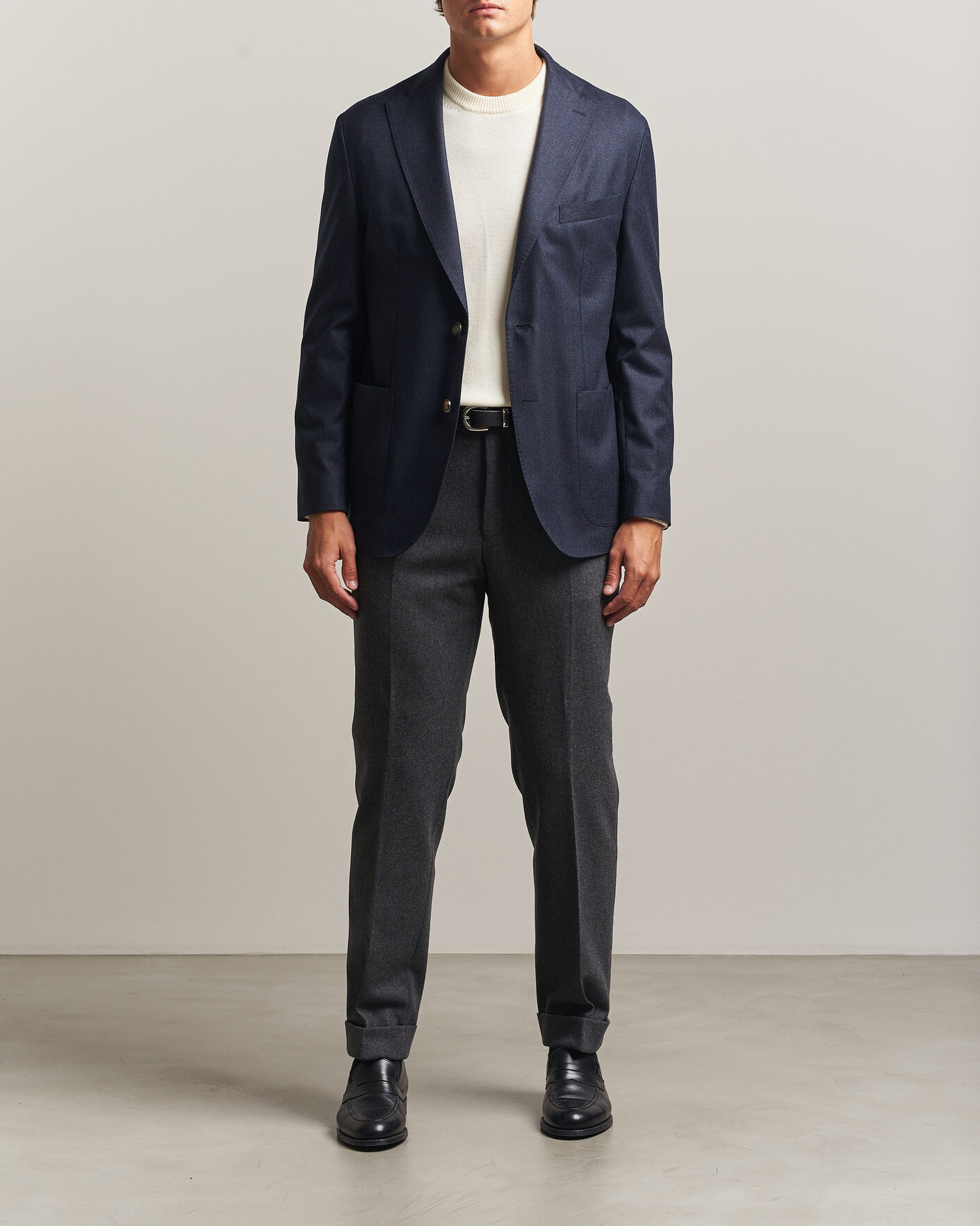 Heren | Blazers | Eton | Wool Flannel Soft Jacket Navy Blue