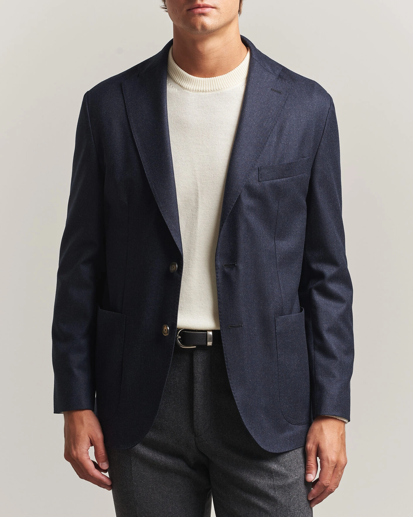 Heren | Blazers | Eton | Wool Flannel Soft Jacket Navy Blue