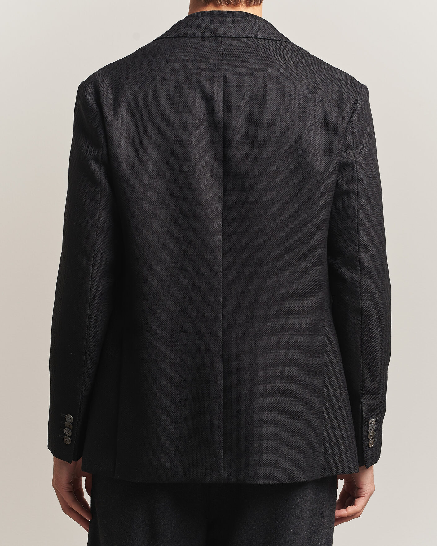 Heren | Blazers | Eton | Double Breasted Hopsack Soft jacket Black