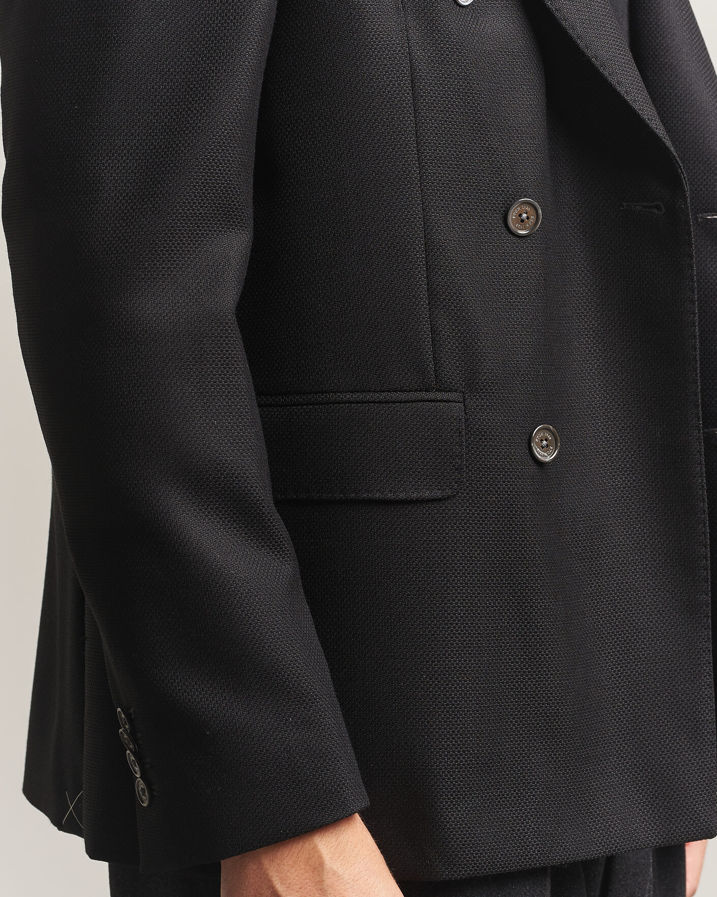 Heren | Blazers | Eton | Double Breasted Hopsack Soft jacket Black