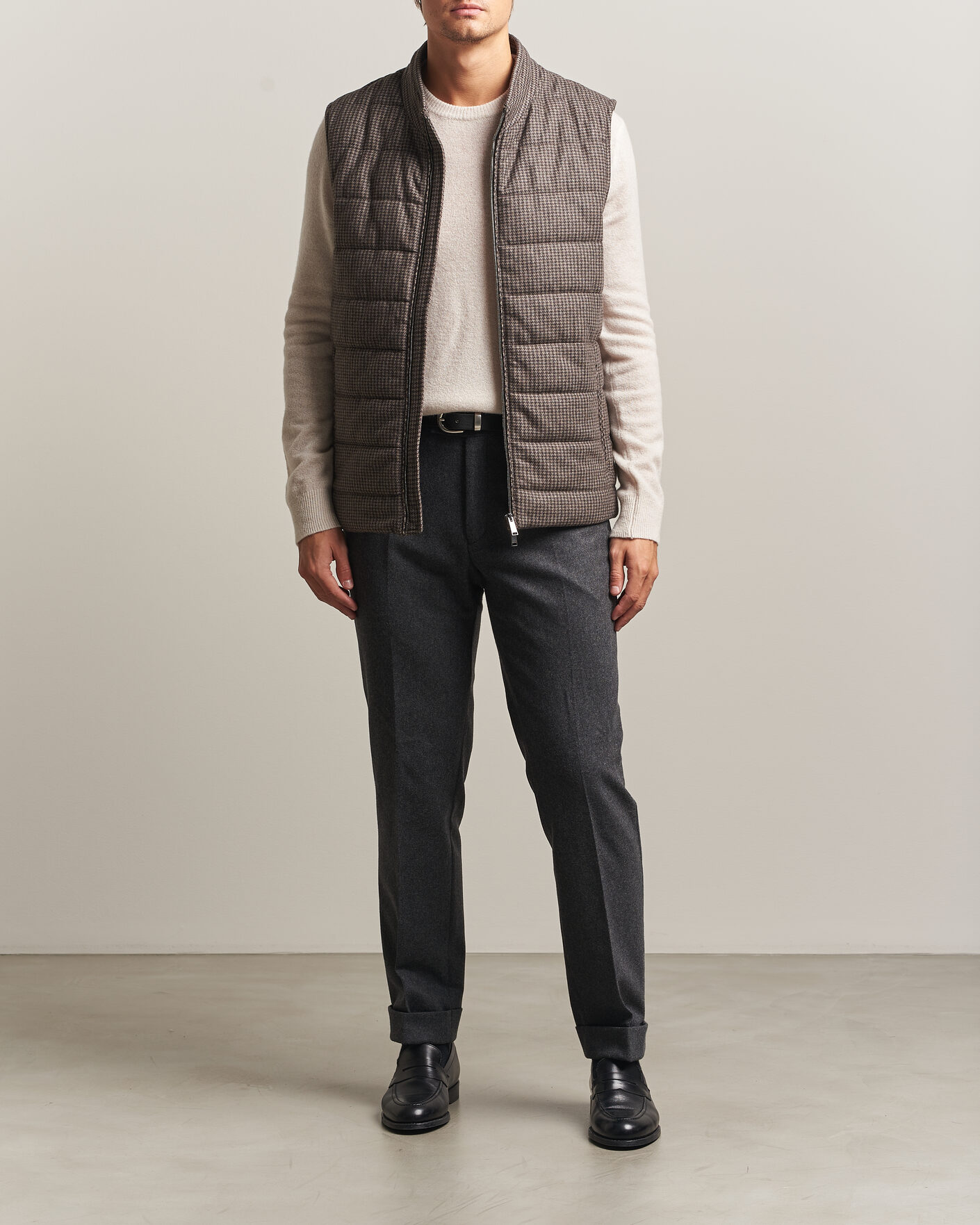 Heren | Gilets | Eton | Wool/Cashmere Padded Vest Brown